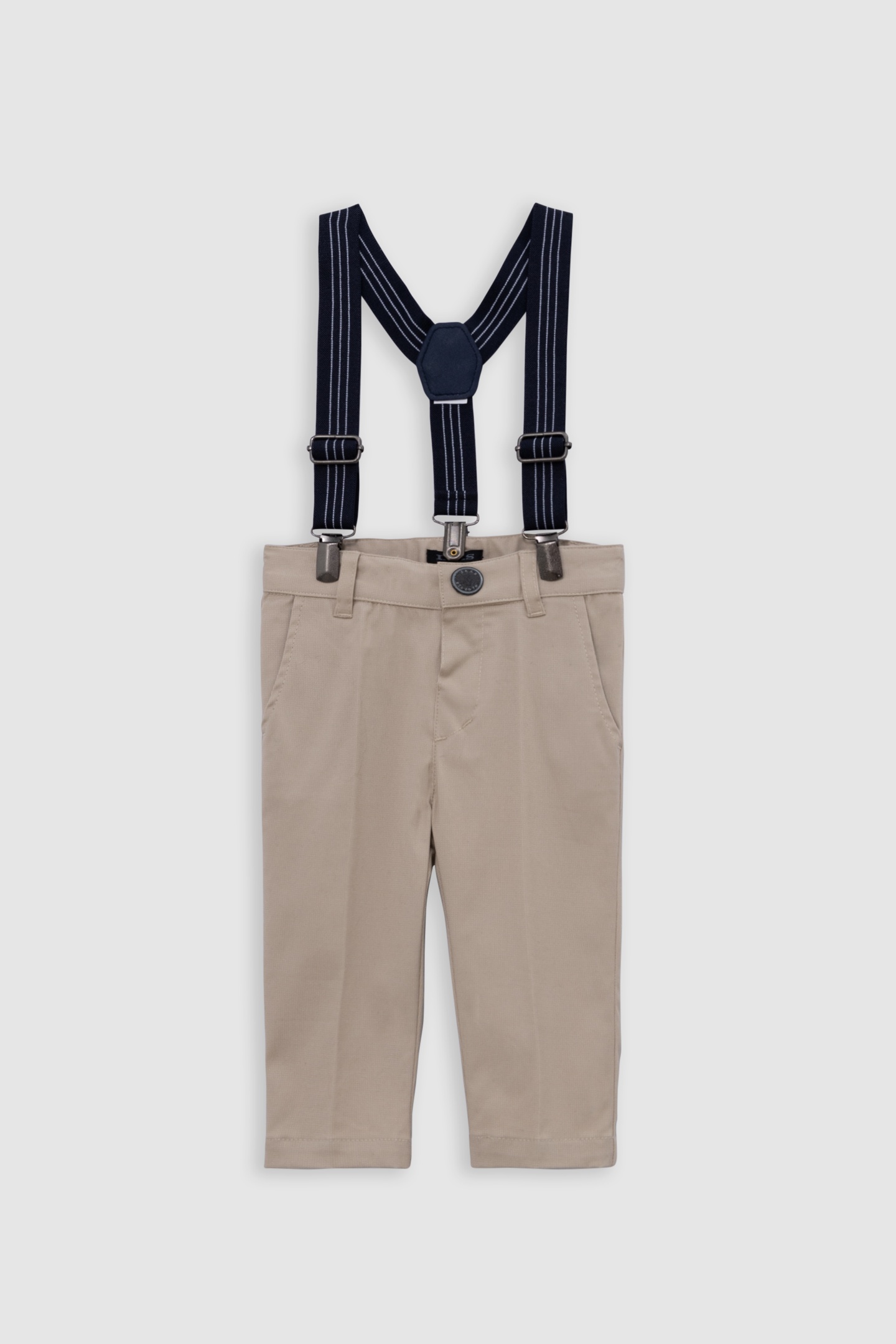 STRIPED BEIGE FORMAL PANTS WITH STRAPS 1