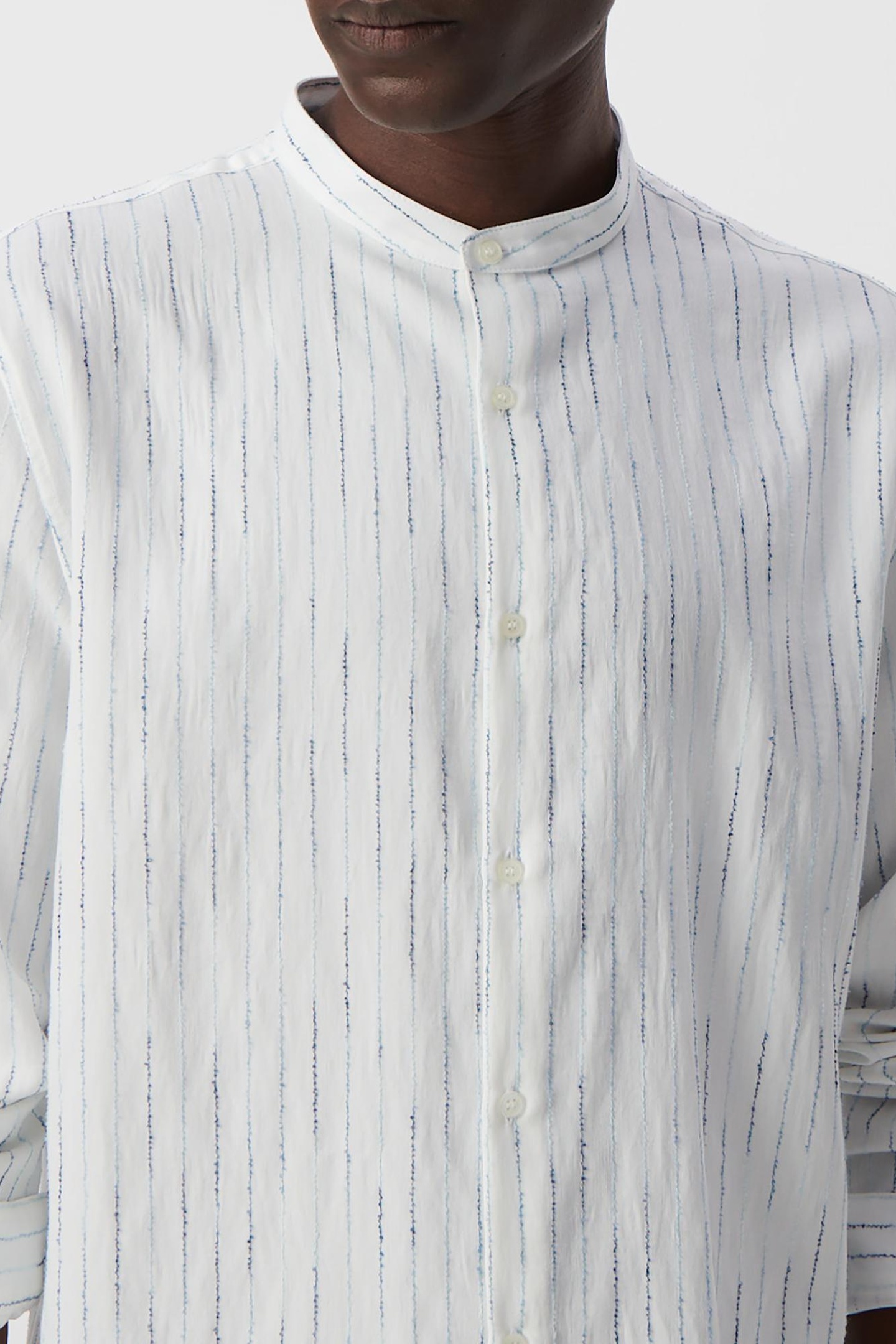 WHITE REGULAR SHIRT WITH EMBROIDERED STORM STRIPES 6