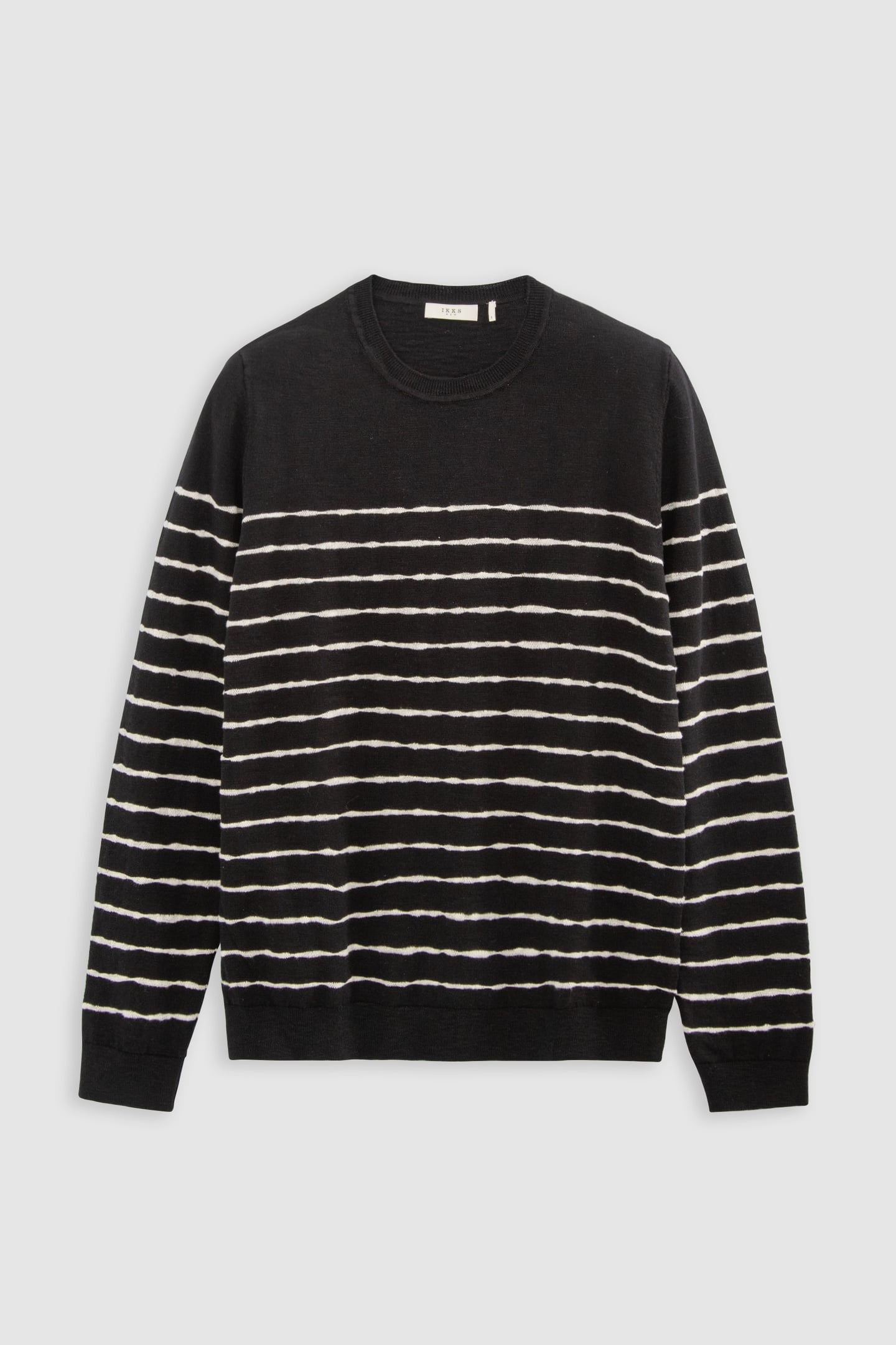 BLACK FINE KNIT SAILOR SWEATER, WHITE STRIPES 4