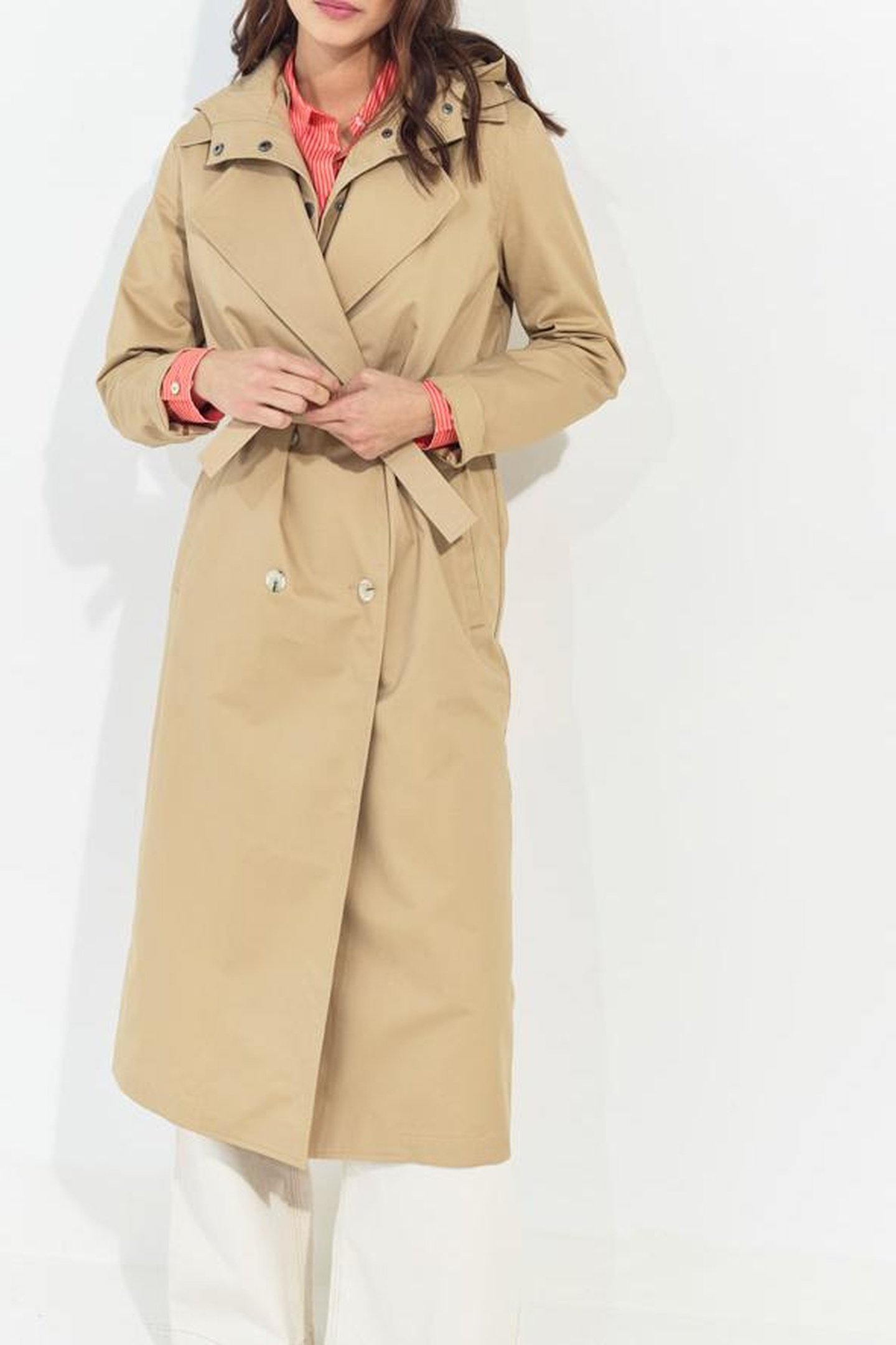 DAYLA - BEIGE ORGANIC COTTON TRENCH COAT WITH REMOVABLE HOOD 1