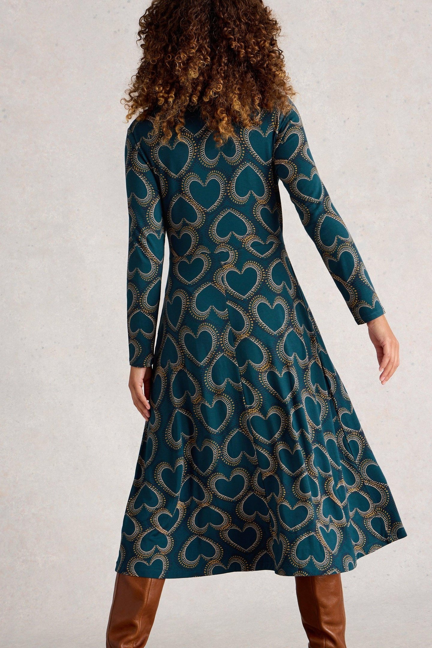 MADELINE JERSEY DRESS TEAL MULTI 2