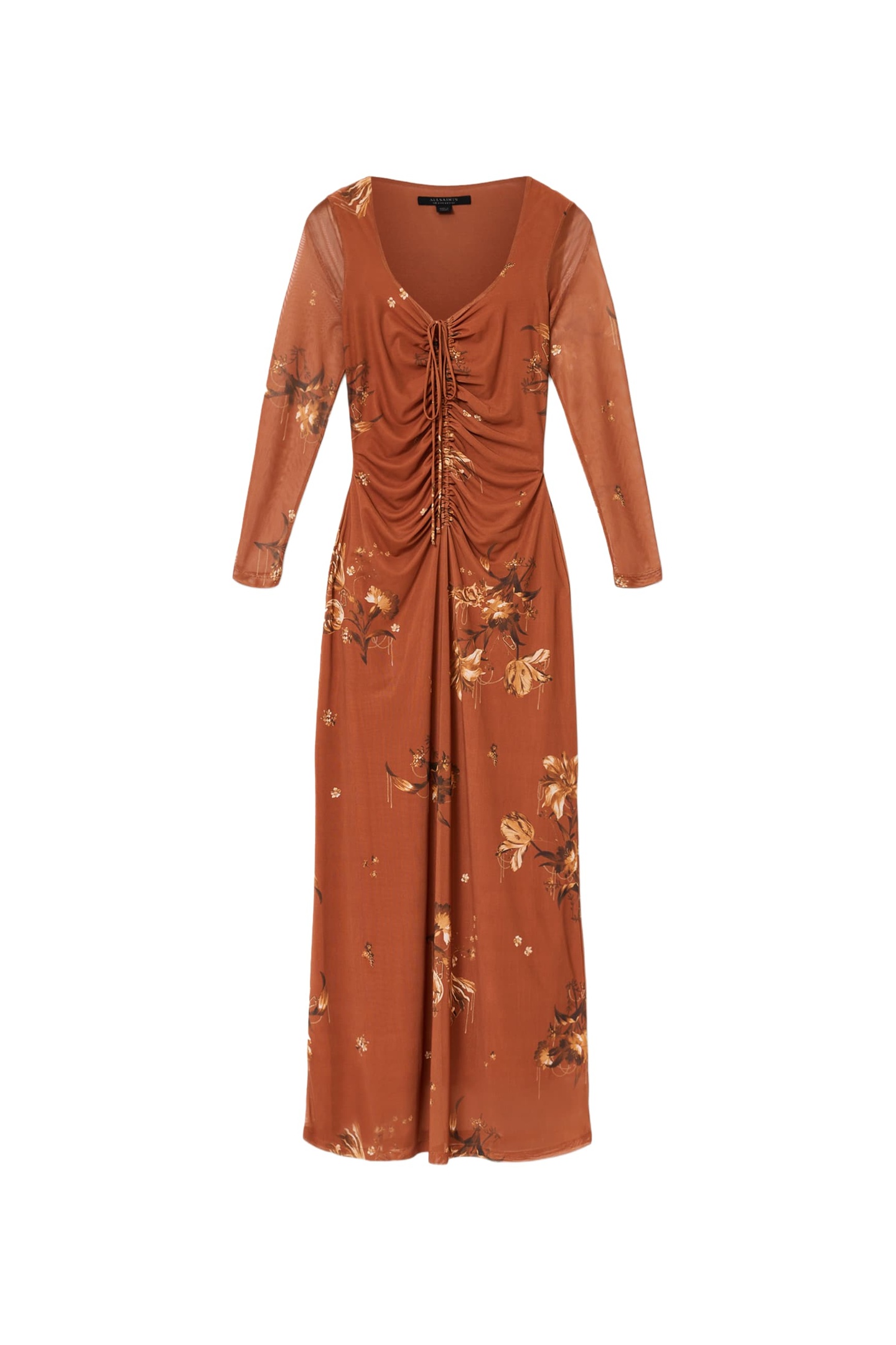 GABBY LS MESH DRESS ANIA RUST BROWN 5