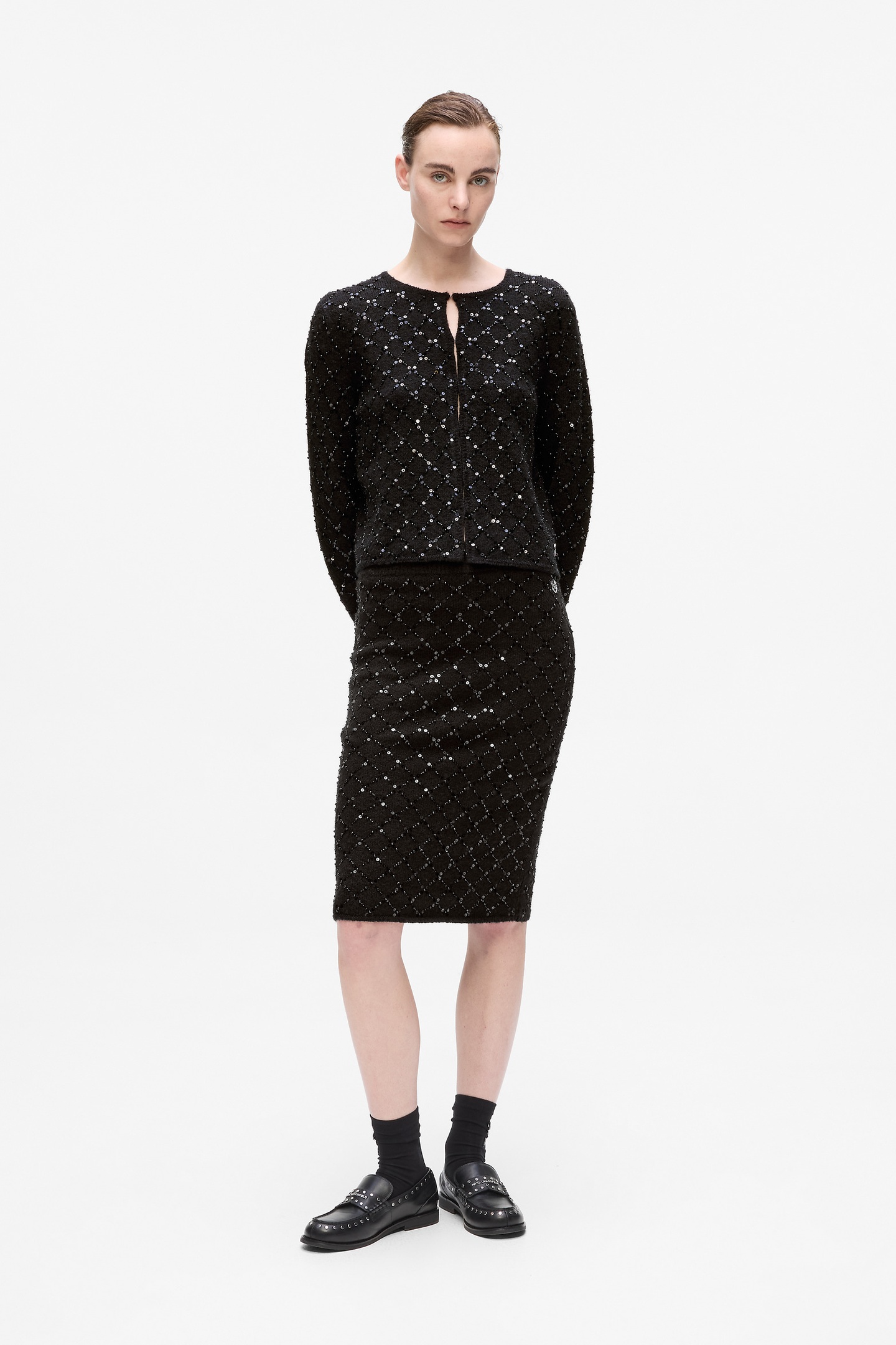 BLACK EMBELLISHED KNIT CARDIGAN 3