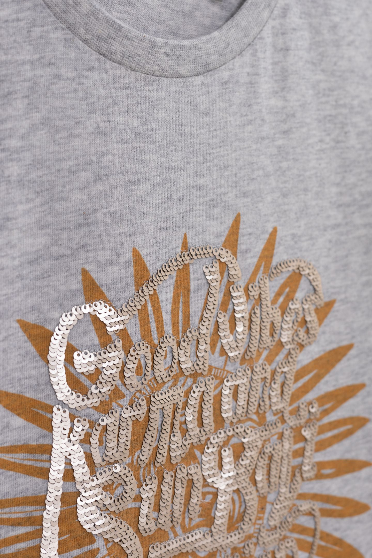 GREY ORGANIC COTTON PRINT AND SEQUIN T-SHIRT 4