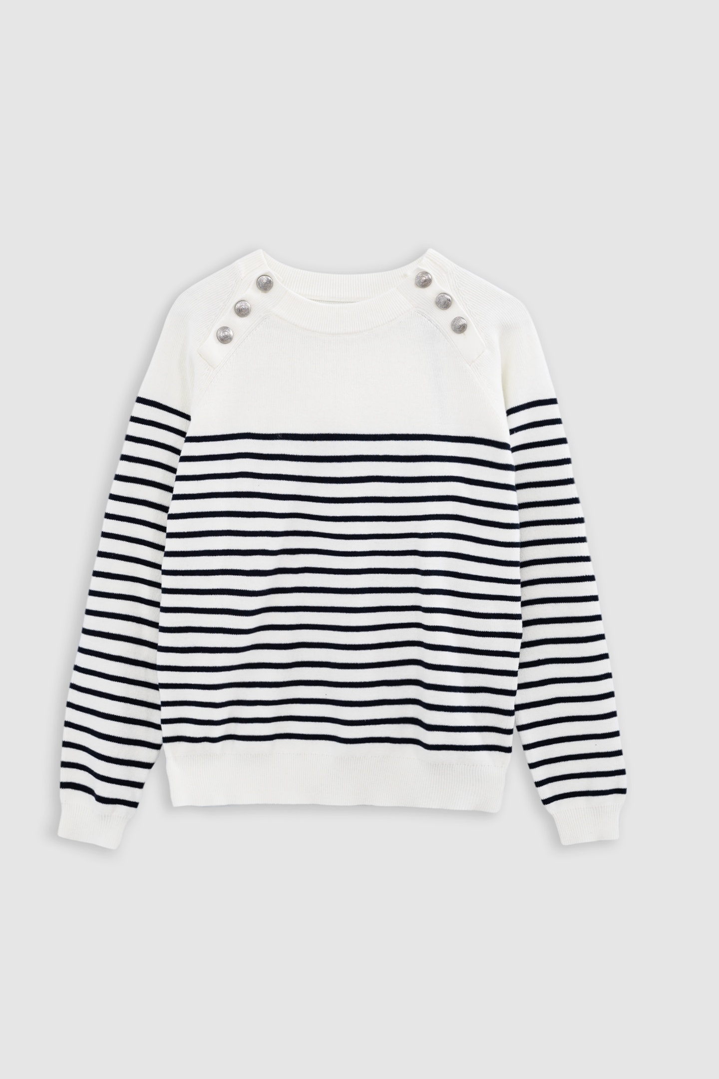 STRIPED KNITTED SAILOR SWEATER WITH ENGRAVED BUTTONS 4