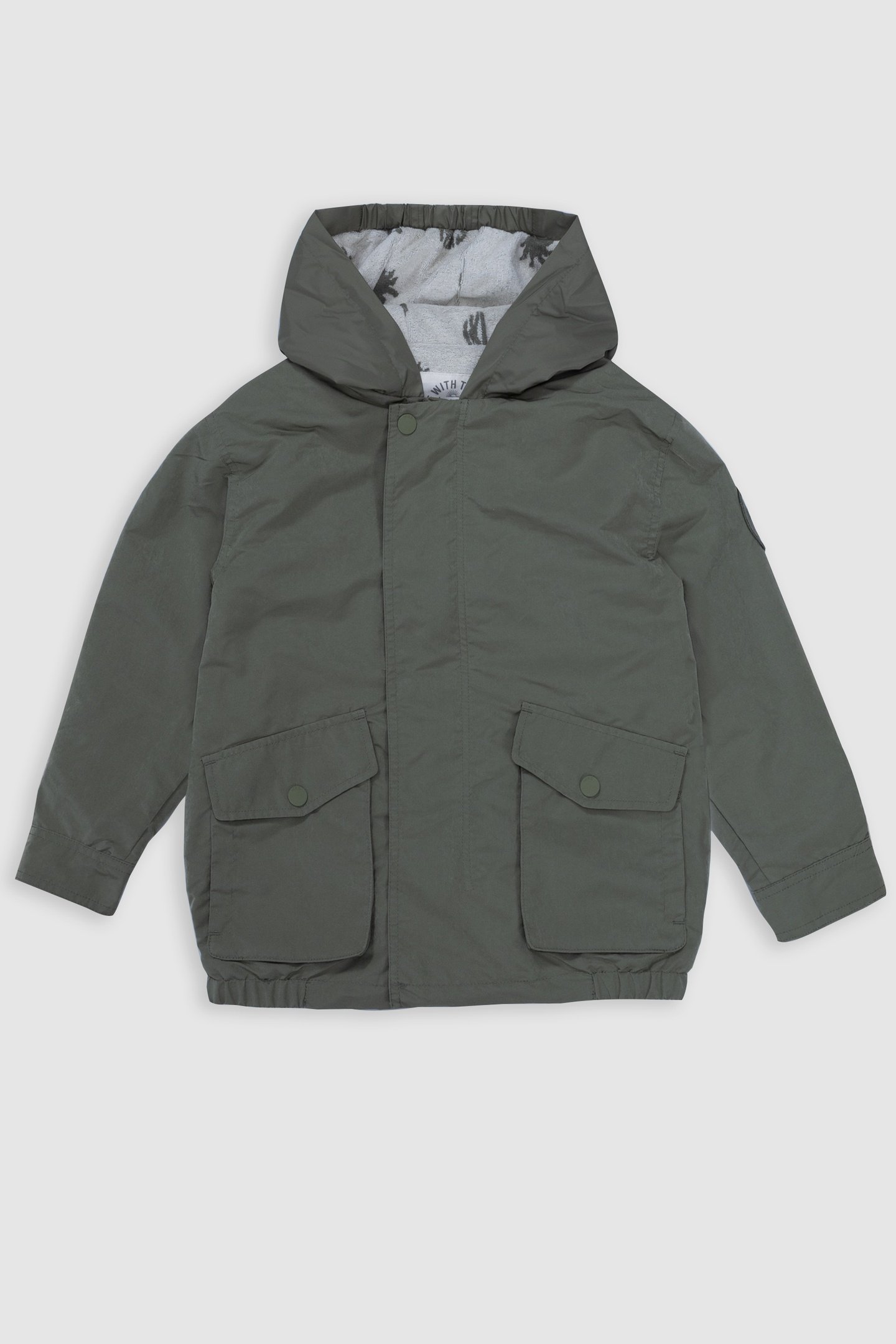 HOODED KHAKI JACKET WITH TERRYCLOTH LINING 1