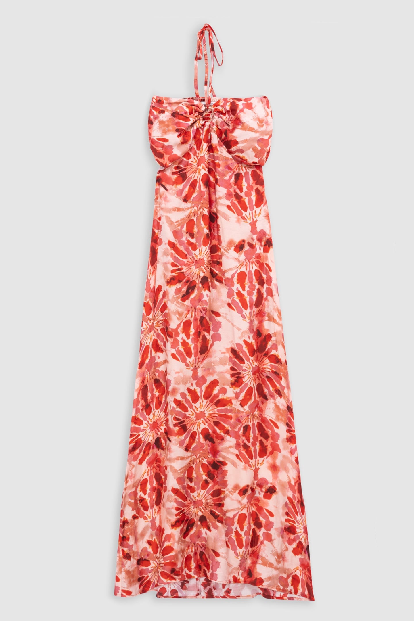 RED LONG DRESS WITH BATIK PRINT AND OPEN BACK 5