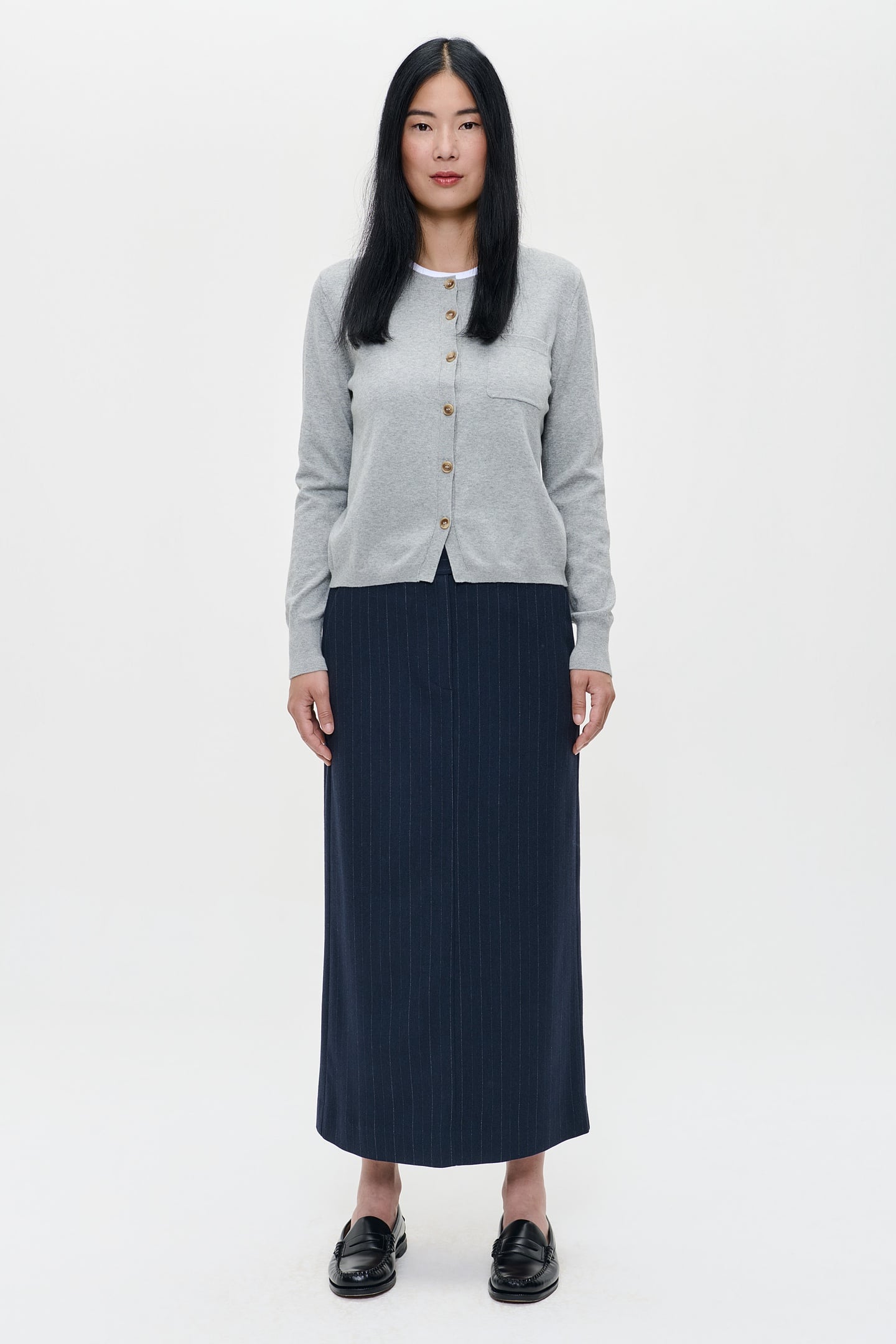 CASHMERE CARDIGAN LIGHT GREY MELANGE 1