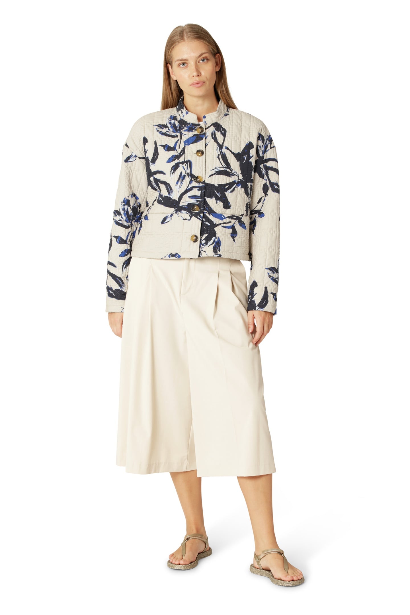 RAIN&OUTERWEAR QUILTTO01P BEIGE ARTSY STROKE FLOWER 2