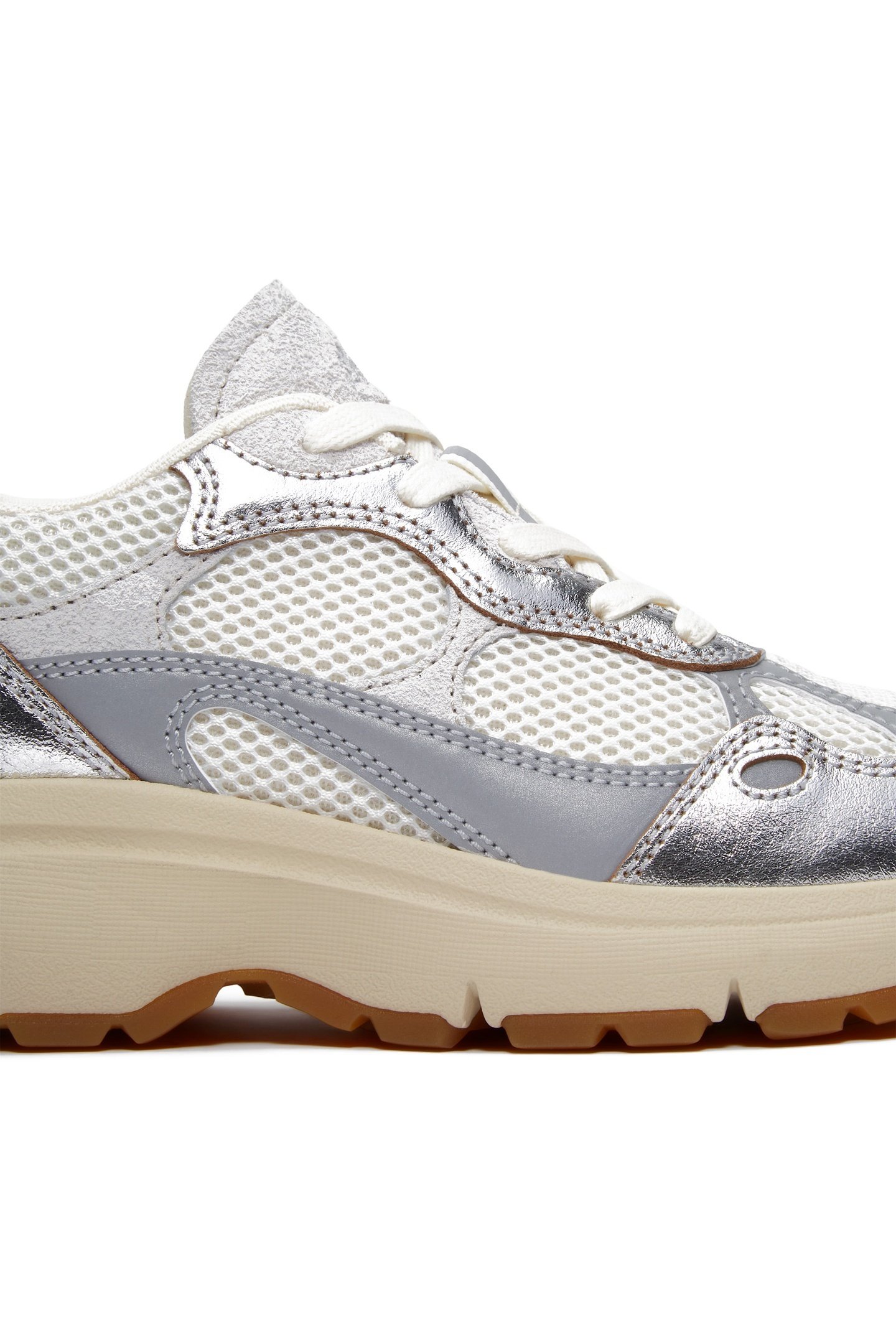 HAZEL LANE LOW LACE UP SNEAKER NATURAL MESH SILVER 9