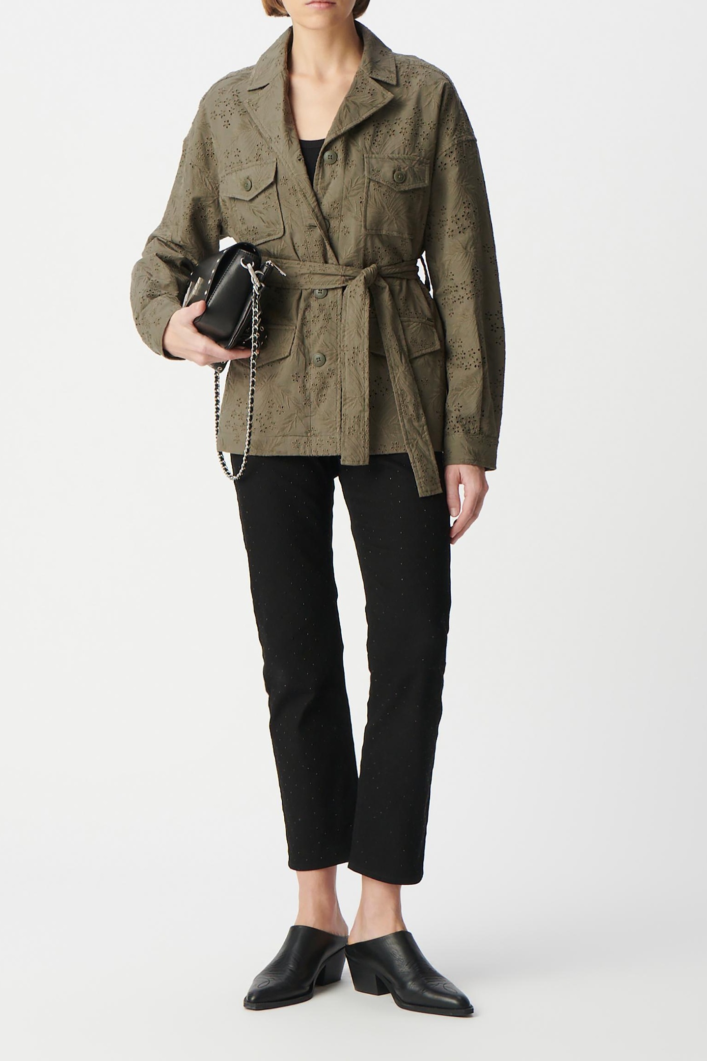 SAHARIENNE KHAKI ORGANIC COTTON EMBROIDERY ANGLAISE 1