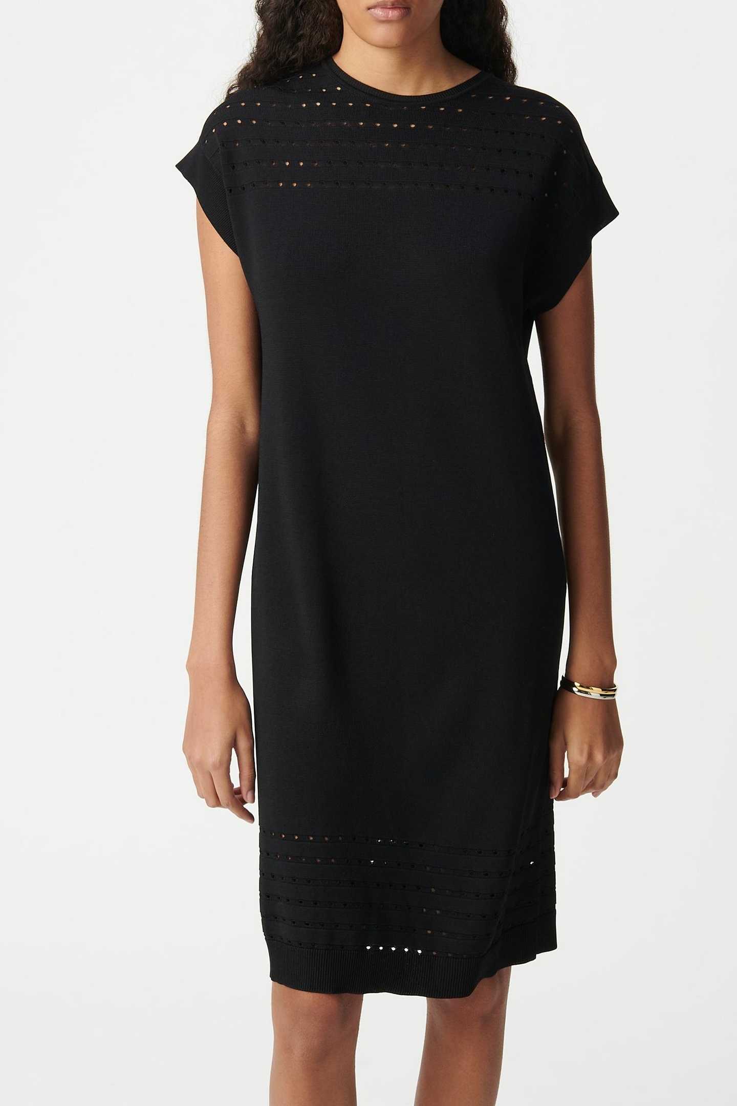 BLACK OPENWORK KNIT DRESS 2