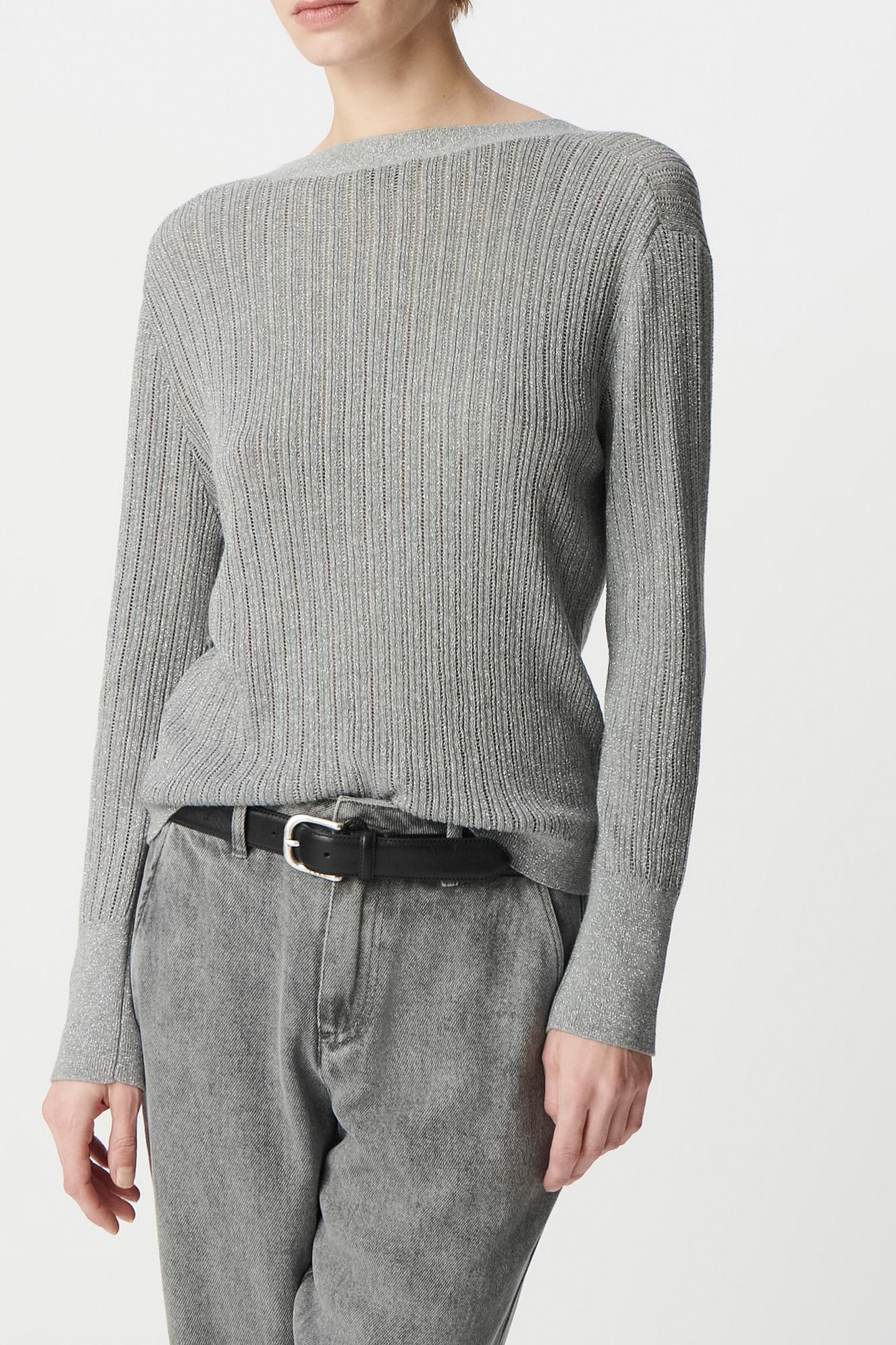 CHIC GREY OPENWORK LUREX CARDIGAN 3