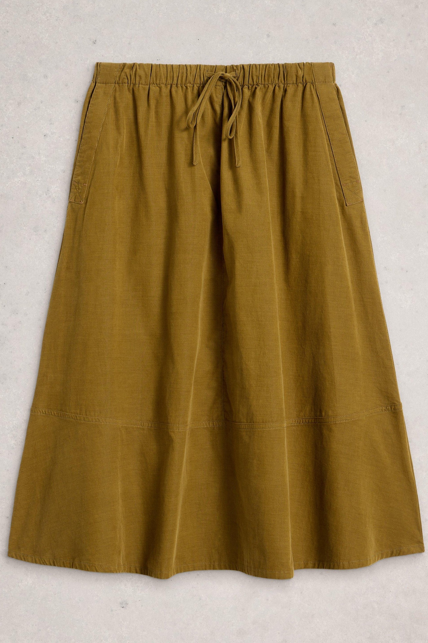 TILLY CORD MIDI SKIRT KHAKI GREEN 3