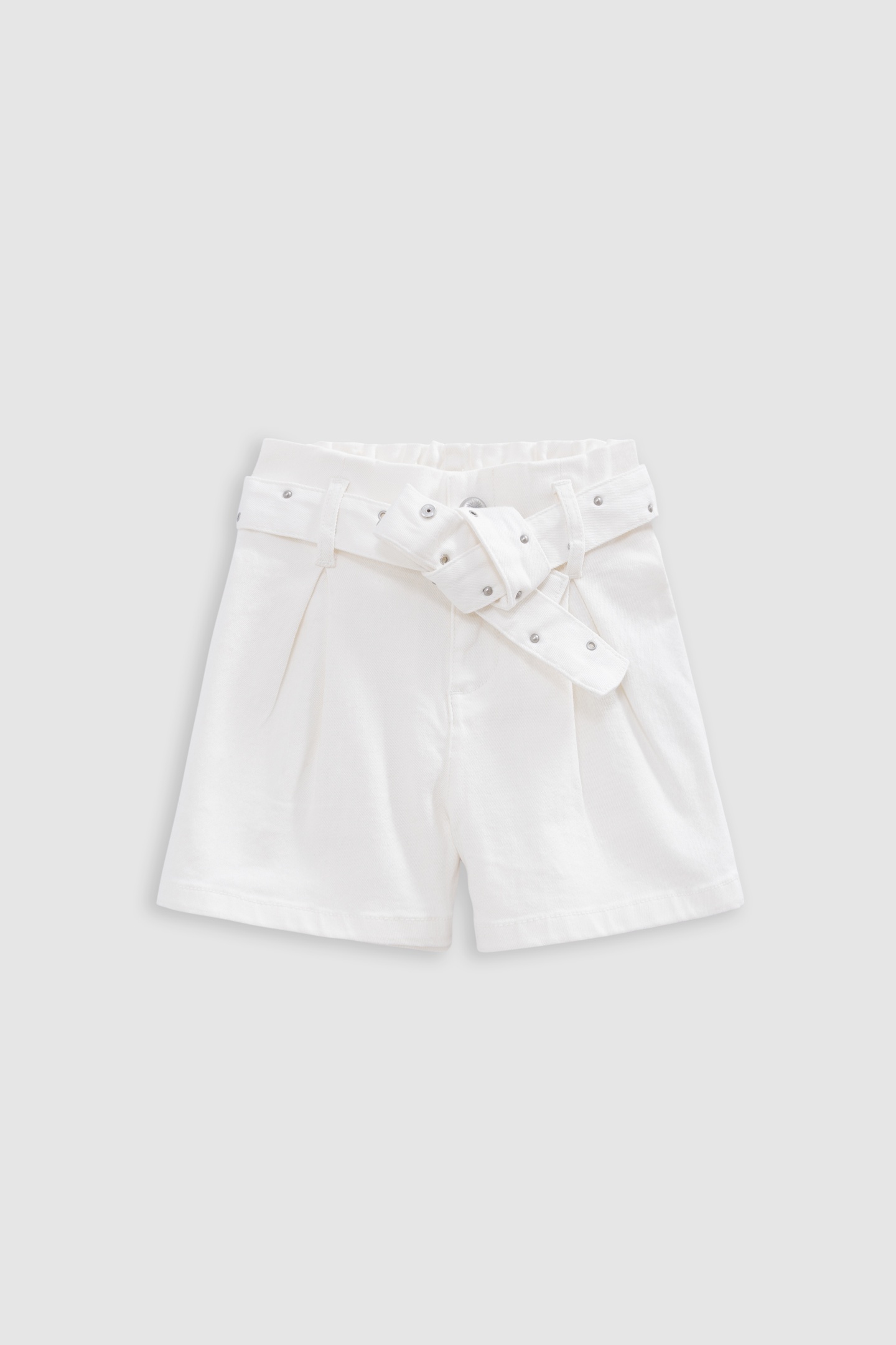 ECRU DENIM SHORTS WITH STUDDED BELT AND EYELETS 1
