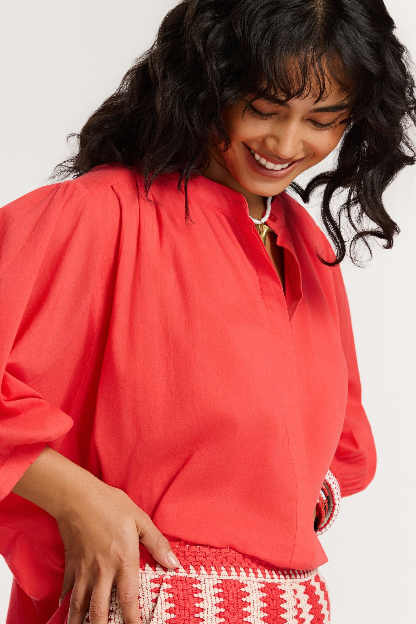 EVELYN BLOUSE RED HIBISCUS 3