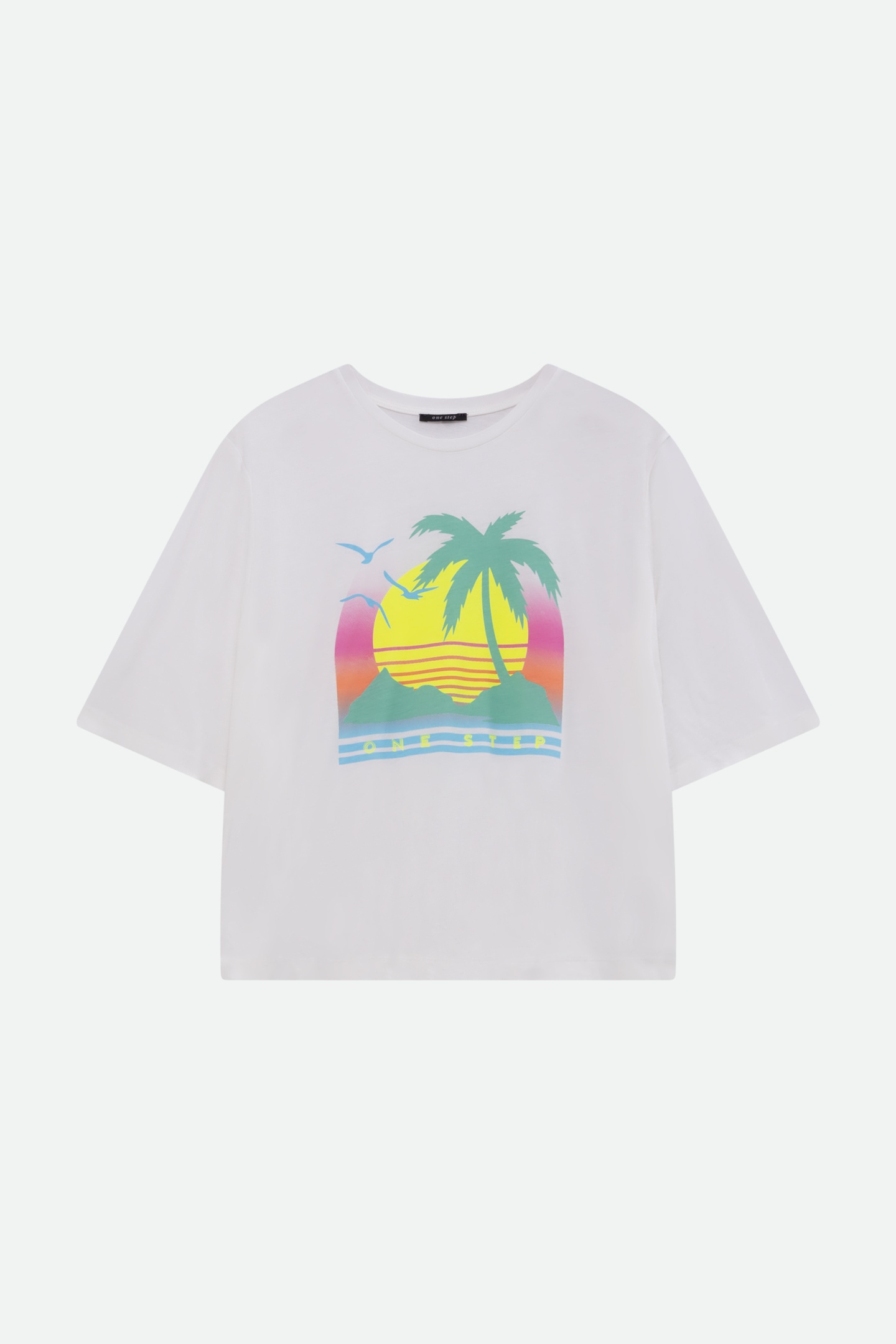 MAMBO - WHITE T-SHIRT WITH FLUORESCENT PALM TREE 4