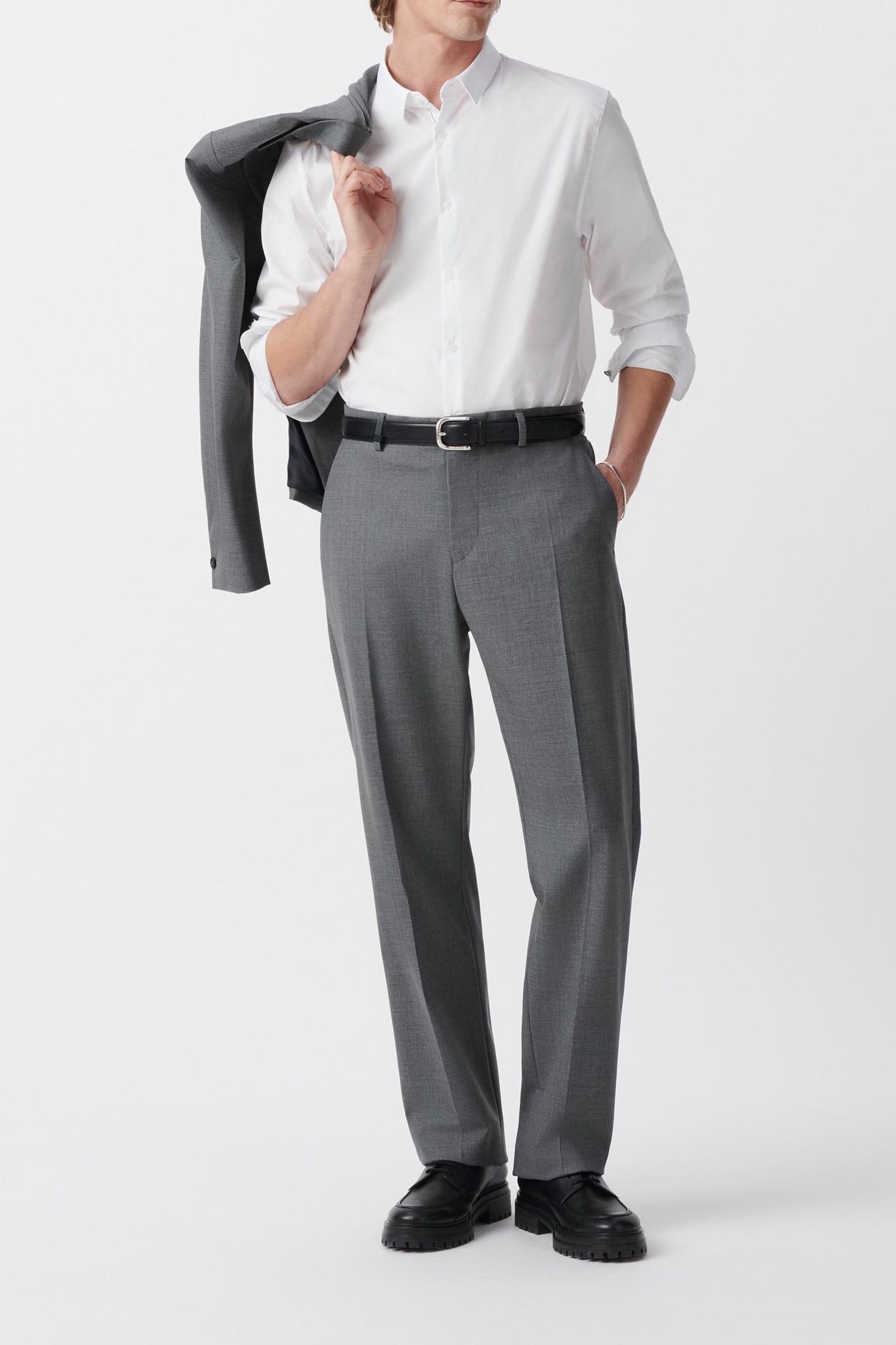 GREY WOOL BLEND SUIT TROUSERS 1