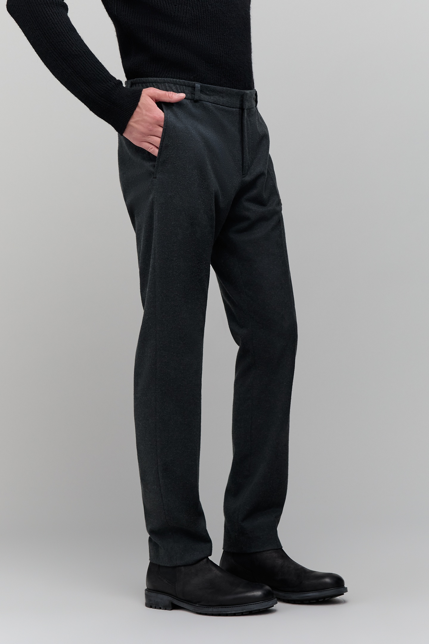 ANTHRACITE PANTS WITH ELASTIC WAISTBAND FOR MEN 5