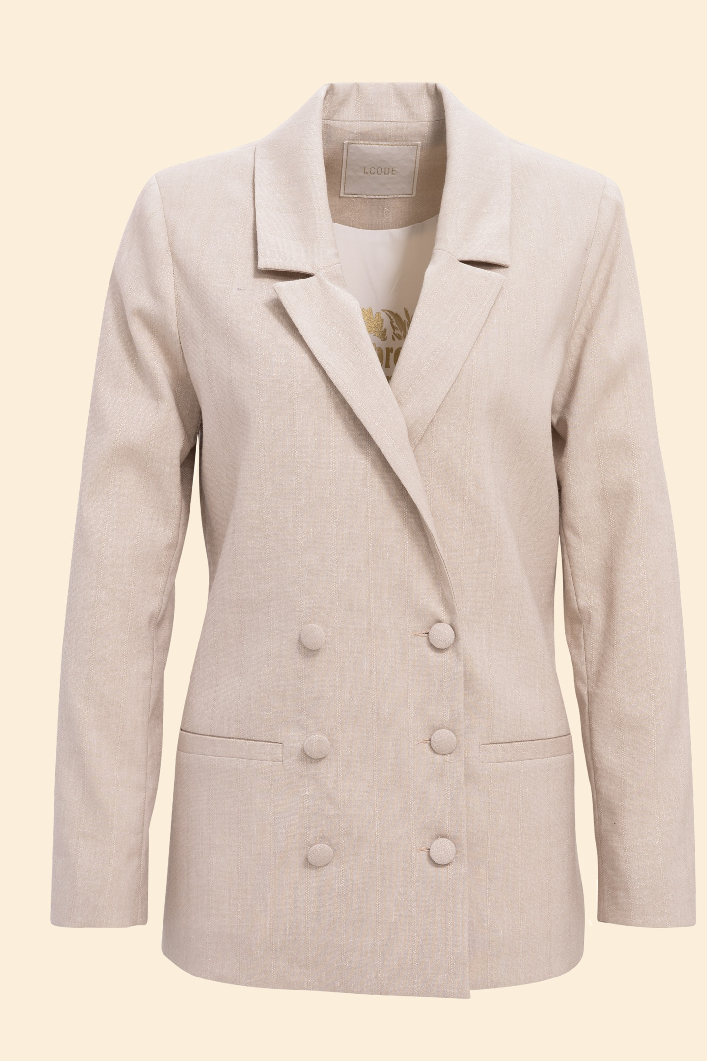 ECRU LUREX PINSTRIPE PATTERN SUIT JACKET ECRU 3