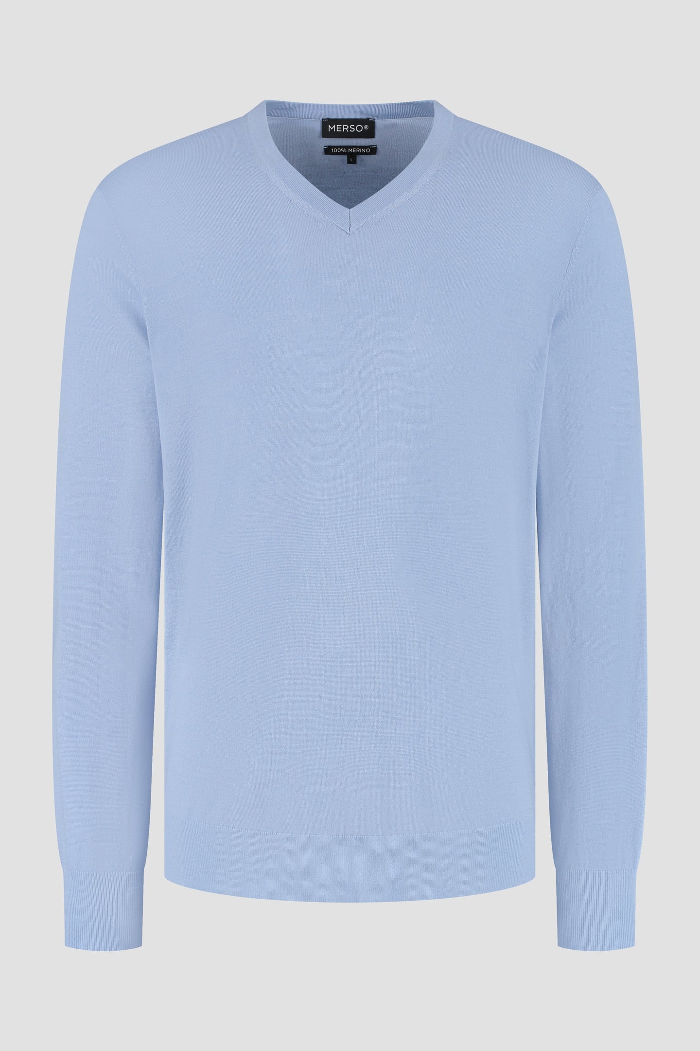 V NECK100% MERINO ALPINE BLUE 4