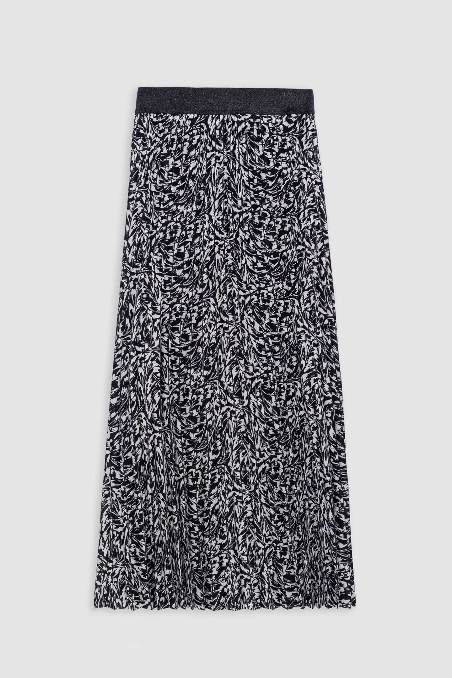 MINIMAL FLOWER PRINT BLACK PLEATED SKIRT 4