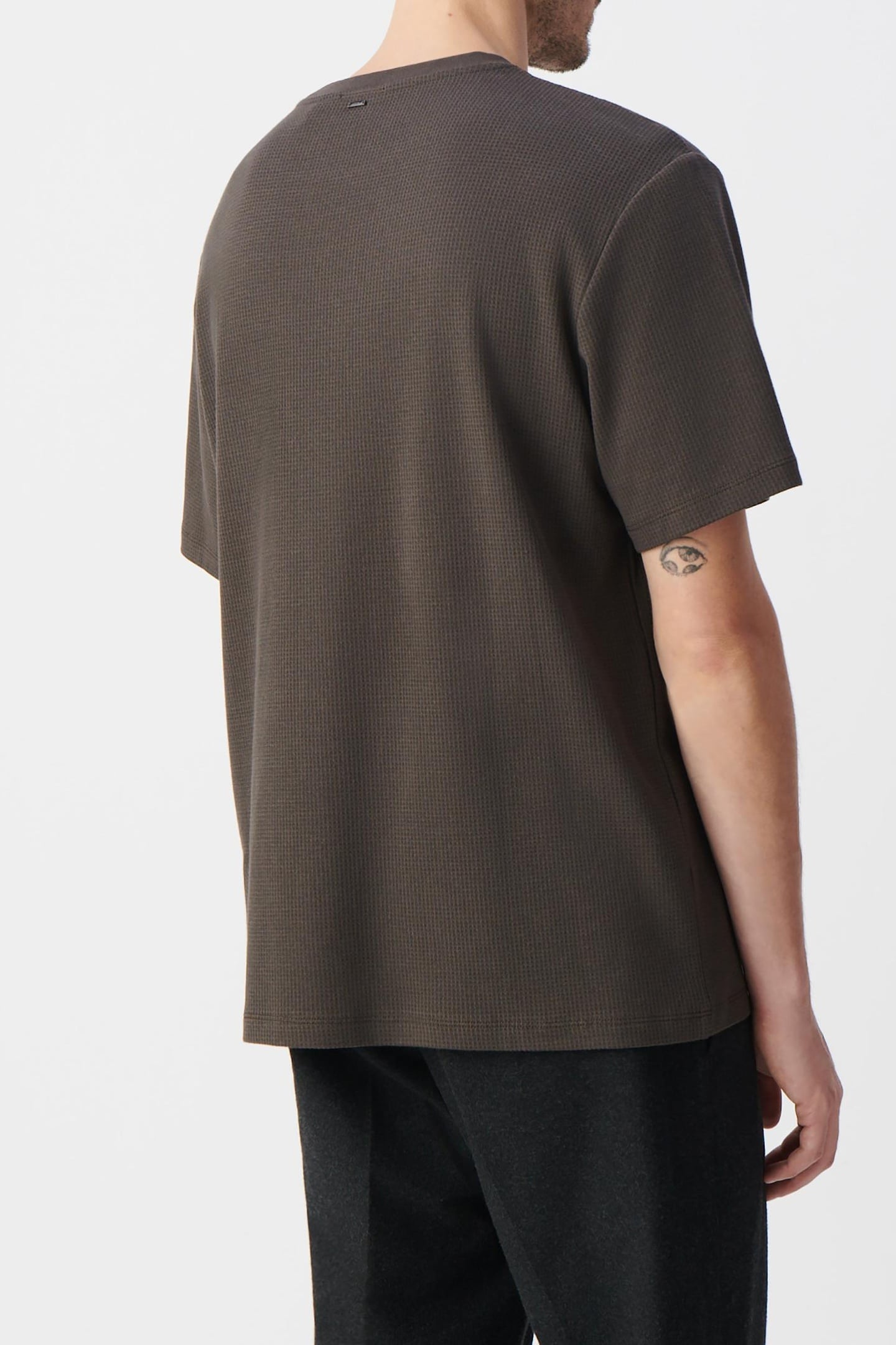 KHAKI ORGANIC COTTON T-SHIRT WITH MESH TEXTURE 3