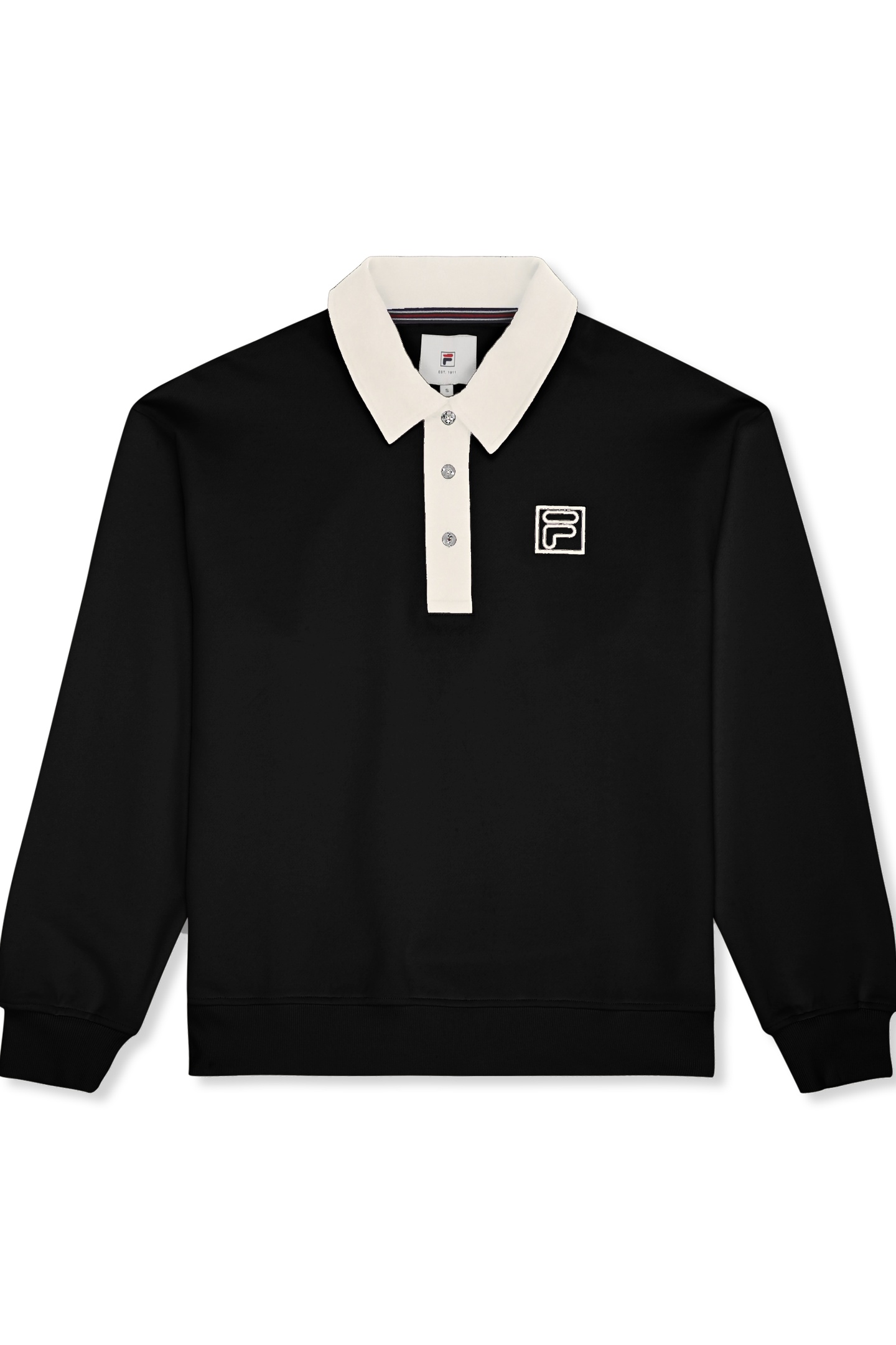 LAGRIO LOOSE POLO SWEATSHIRT BLACK-EGRET 5