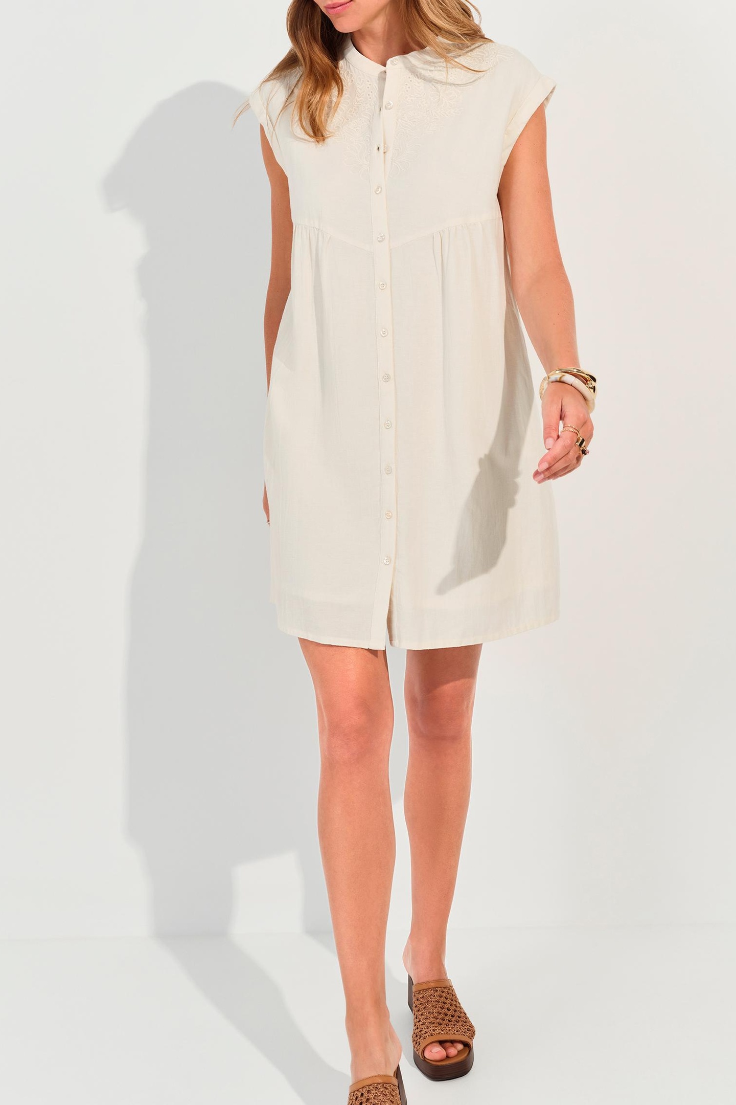 RONDONIA - WHITE DRESS WITH PLACED EMBROIDERY 2
