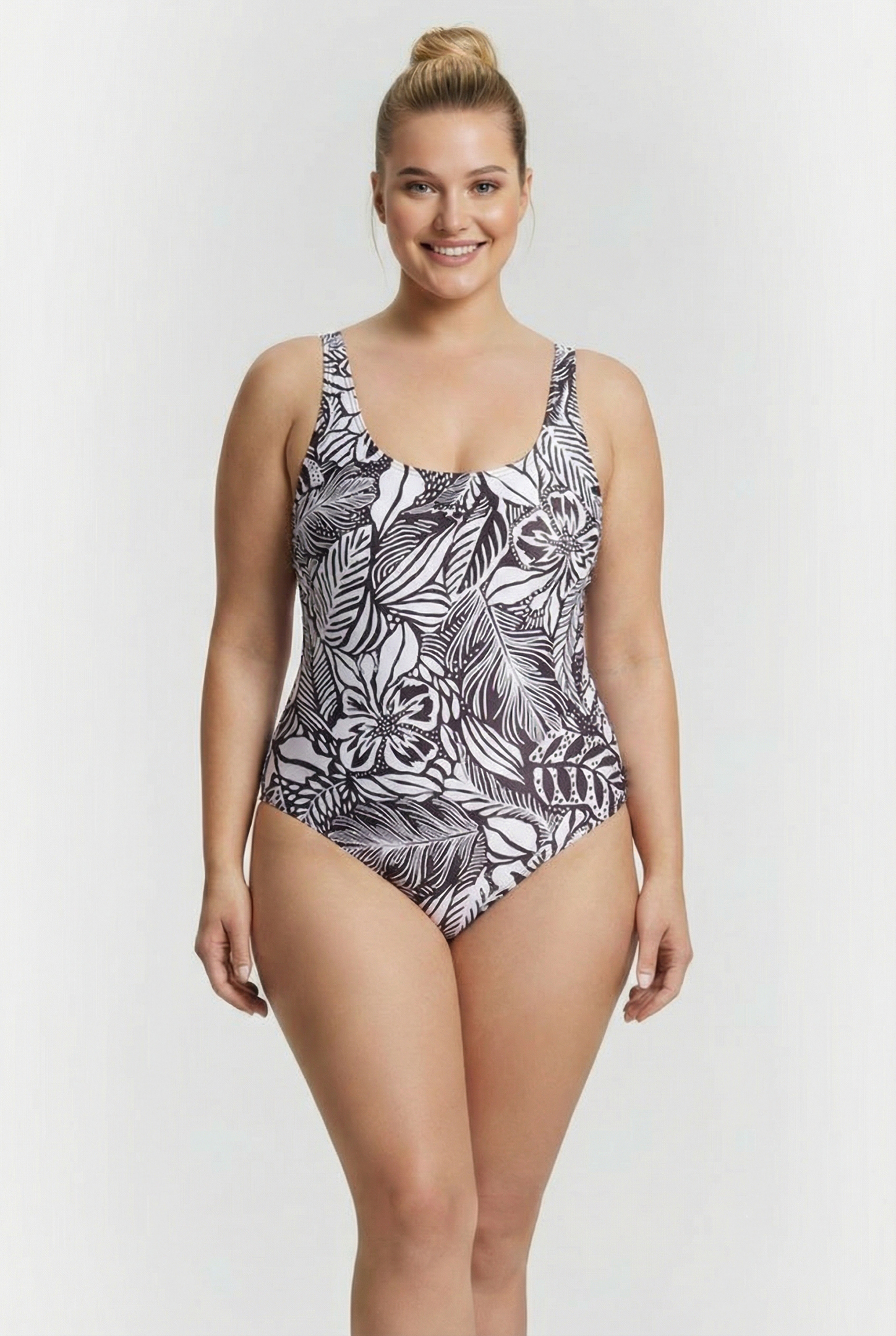 WOMEN'S SWIMSUIT SWIM PRO BACK ALLOVER P BLACK MULTI 1