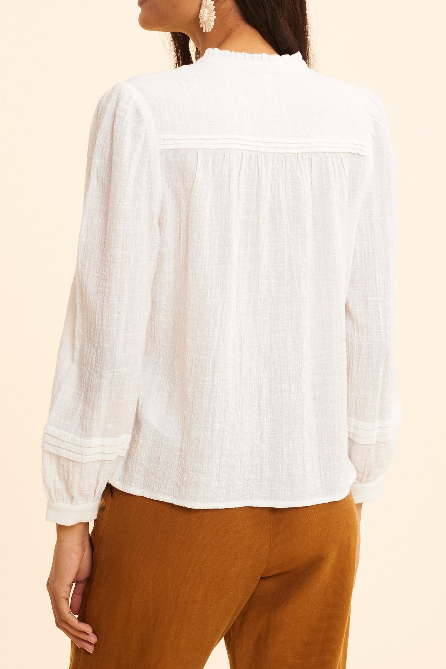 ECRU SHIRT WITH PLEAT DETAIL ECRU 3