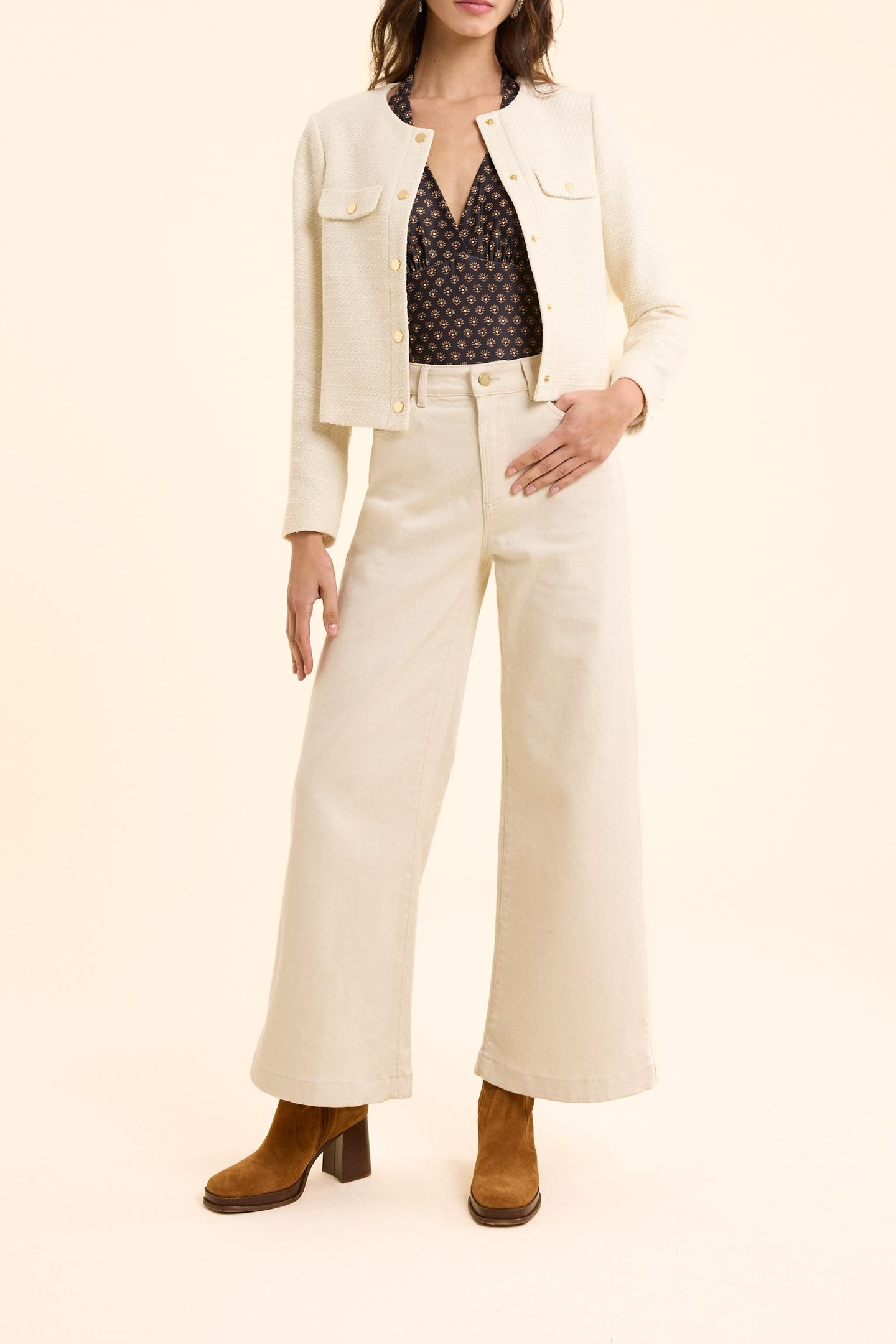 SHORT SQUARE JACKET IN ECRU I.CODE ECRU 2