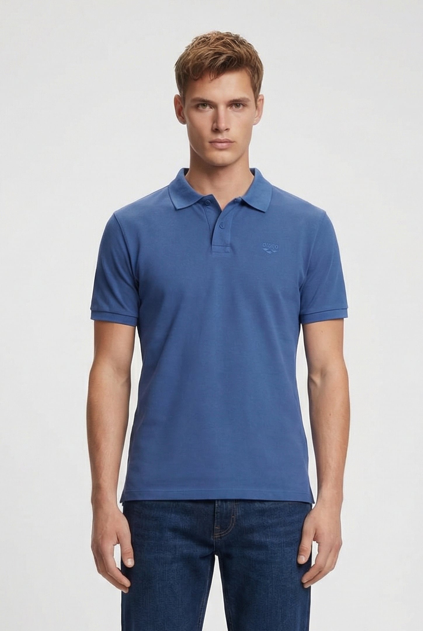 MEN'S POLOSHIRT SOLID COTTON PIQUET GREY BLUE-NAVY 1