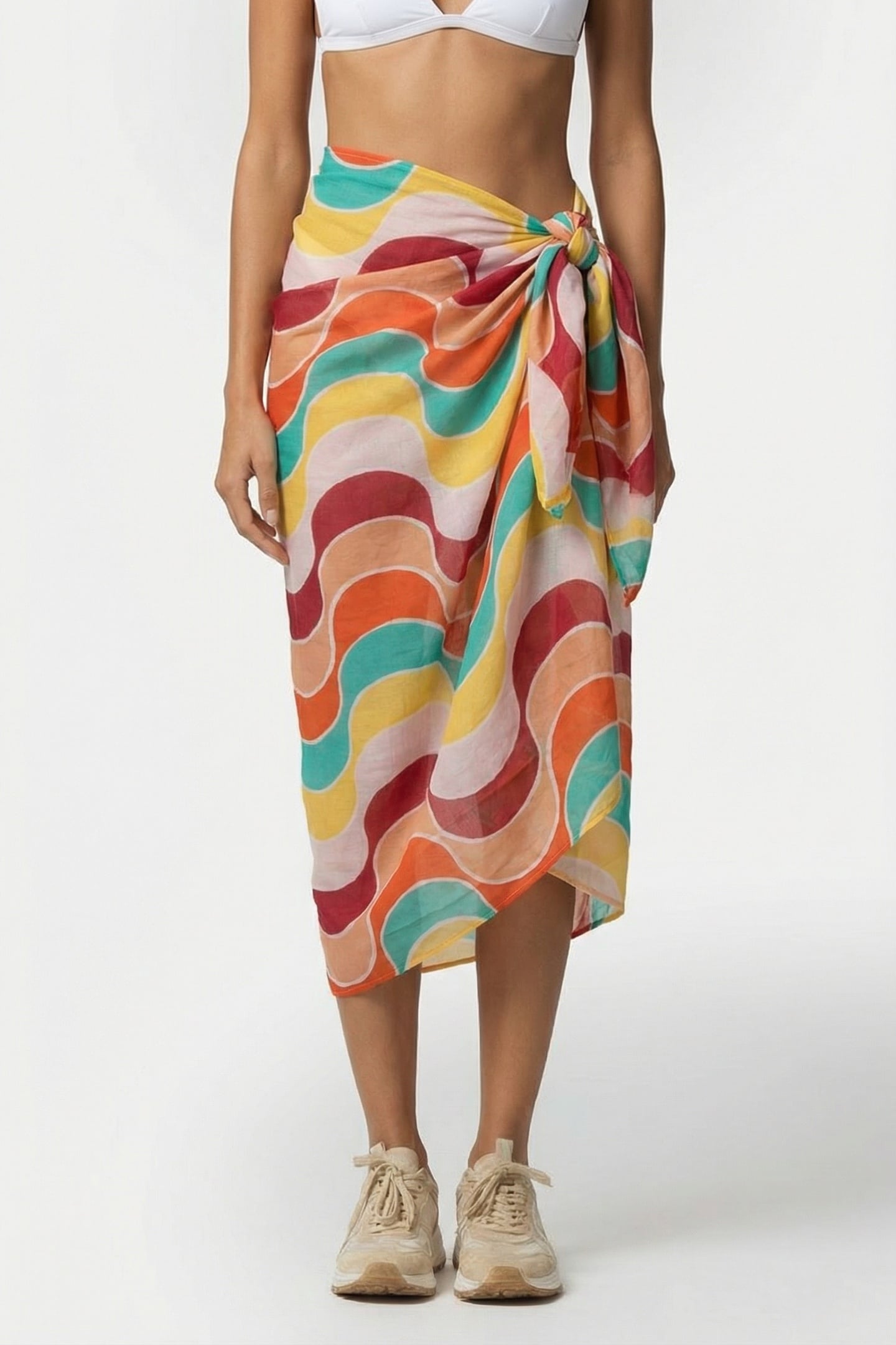 ALMA - PINK SARONG WITH ART DECO COLOR PATTERNS 1