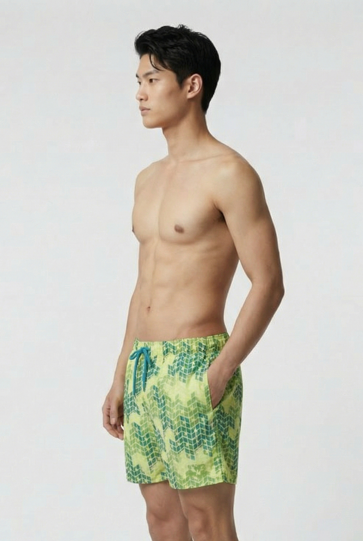 MEN'S BEACH BOXER ALLOVER SOFT GREEN MULTI 3
