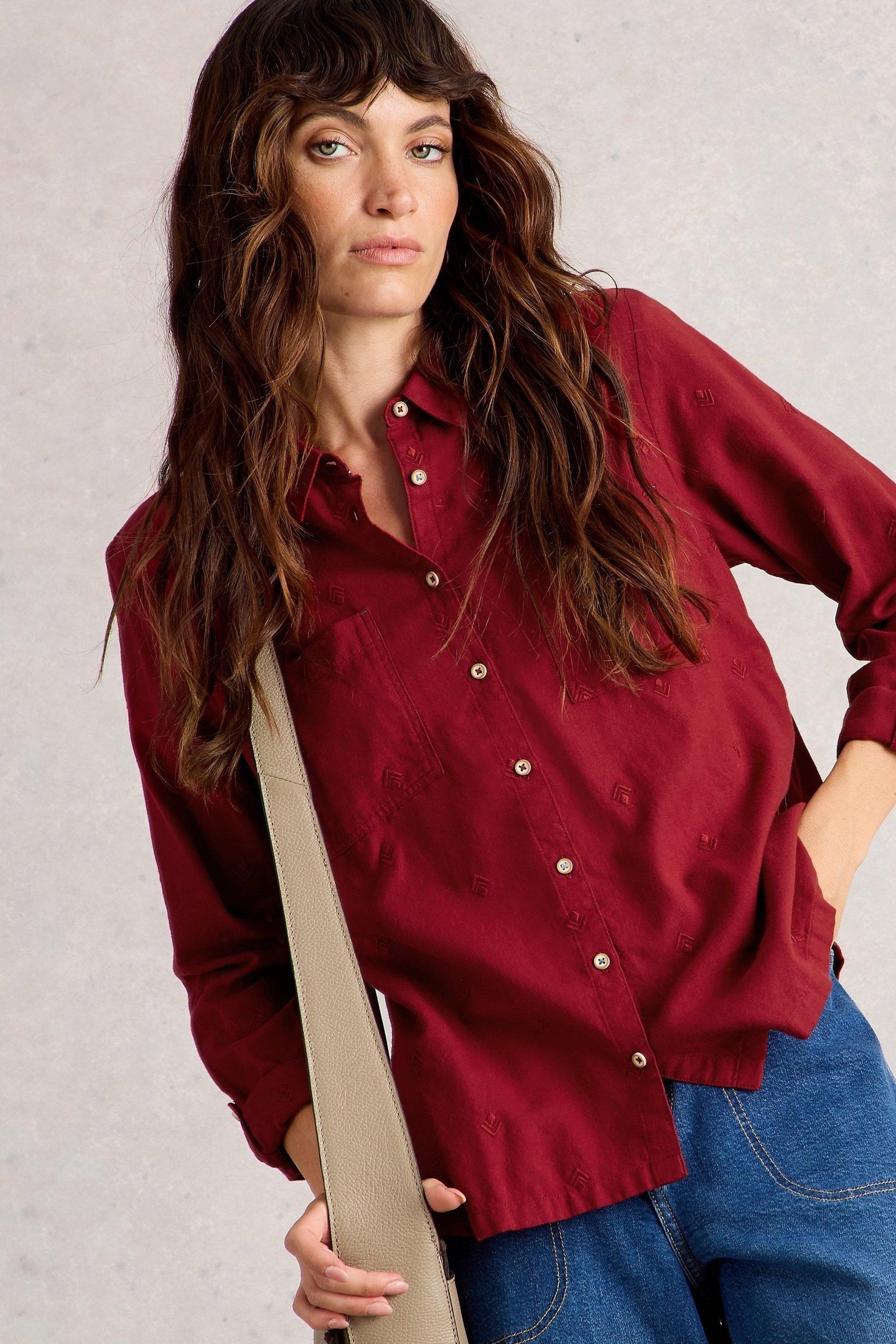 SOPHIE ORGANIC COTTON SHIRT MID RED 5