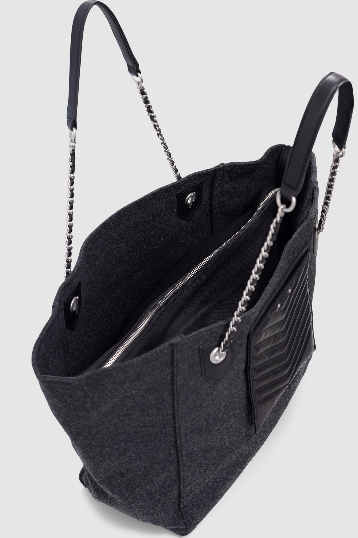 BAG 1440 GREY MIX FLANNEL AND LEATHER SIZE XL WOMAN 4