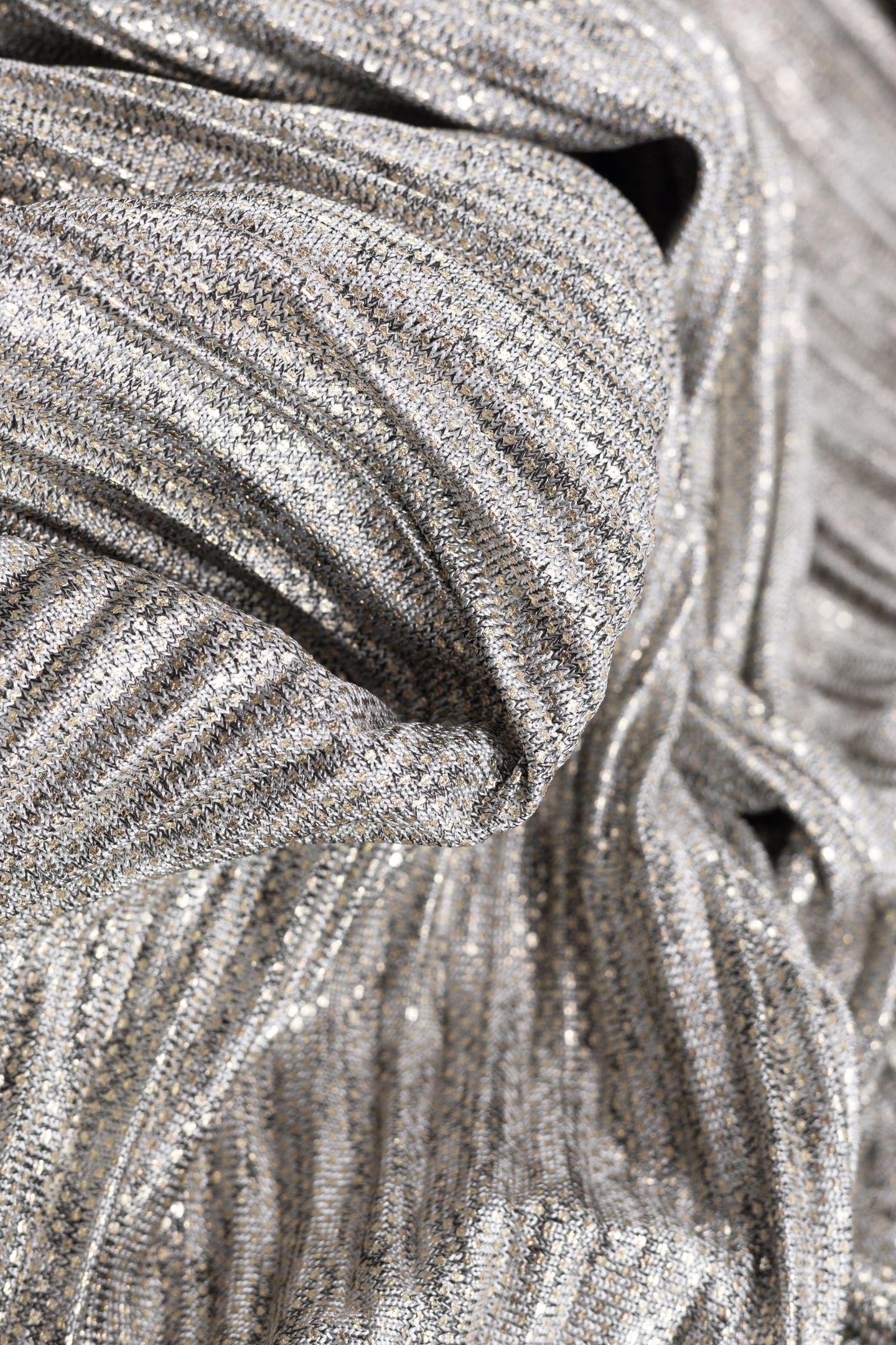 GREY PLEATED DRESS, DECORATIVE GOLD STRIPES GOLD 7