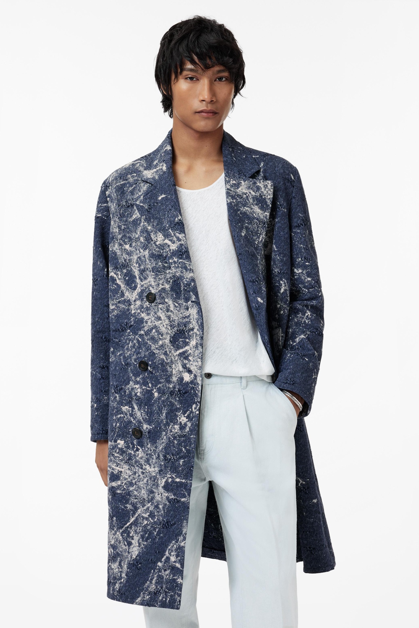 John Varvatos Easy Fit Db Coat With Welt Hip Pockets A Navy Maat: 48 | Double-Breasted Mantels Outlet | Heren | Blauw