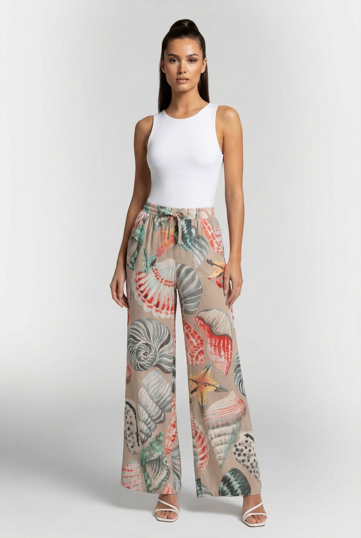 PANTS BREEZER IN FEATHER GREY WITH OCEAN TREASURES XL PRINT 1