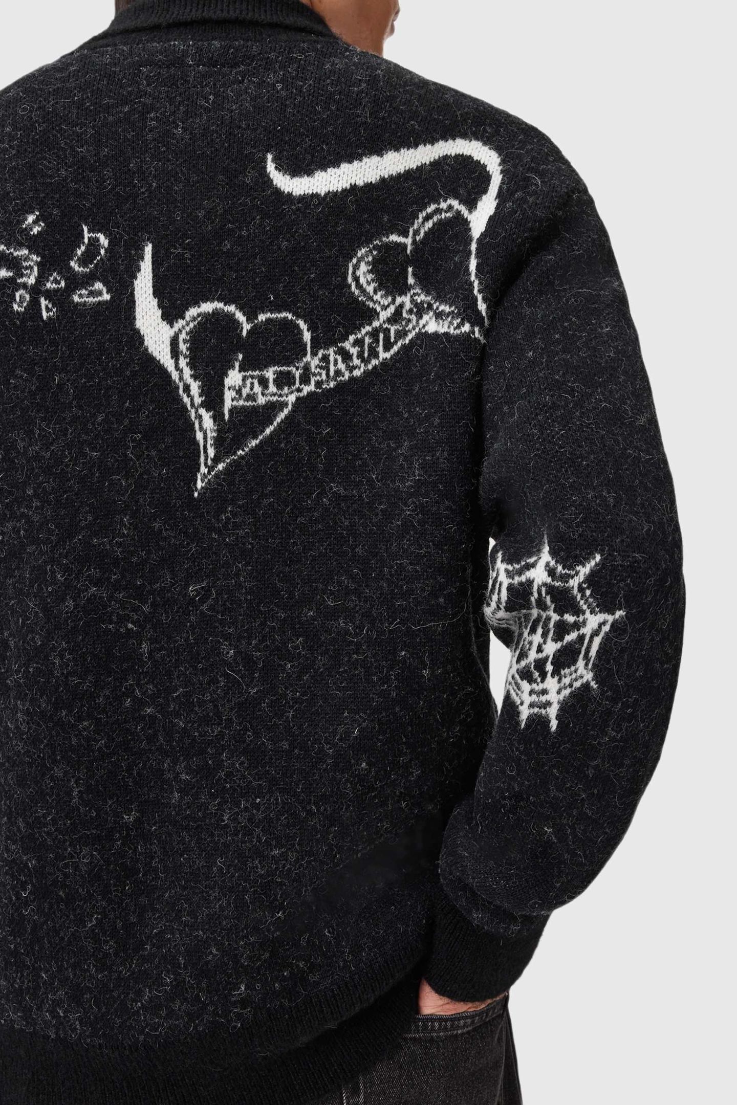 WARNER CARDIGAN CINDER BLACK/WHITE 5