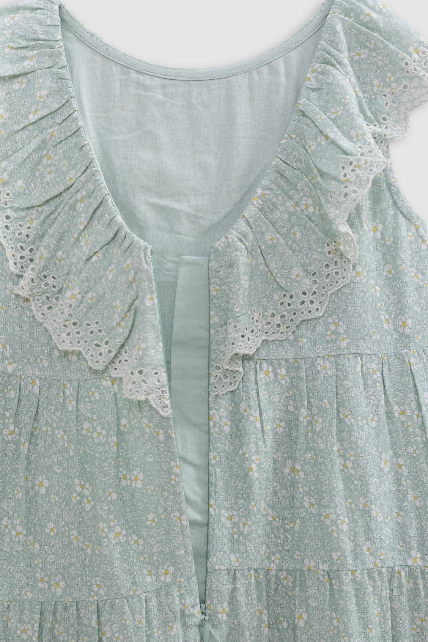 WATER GREEN FLORAL PRINT LONG DRESS 6