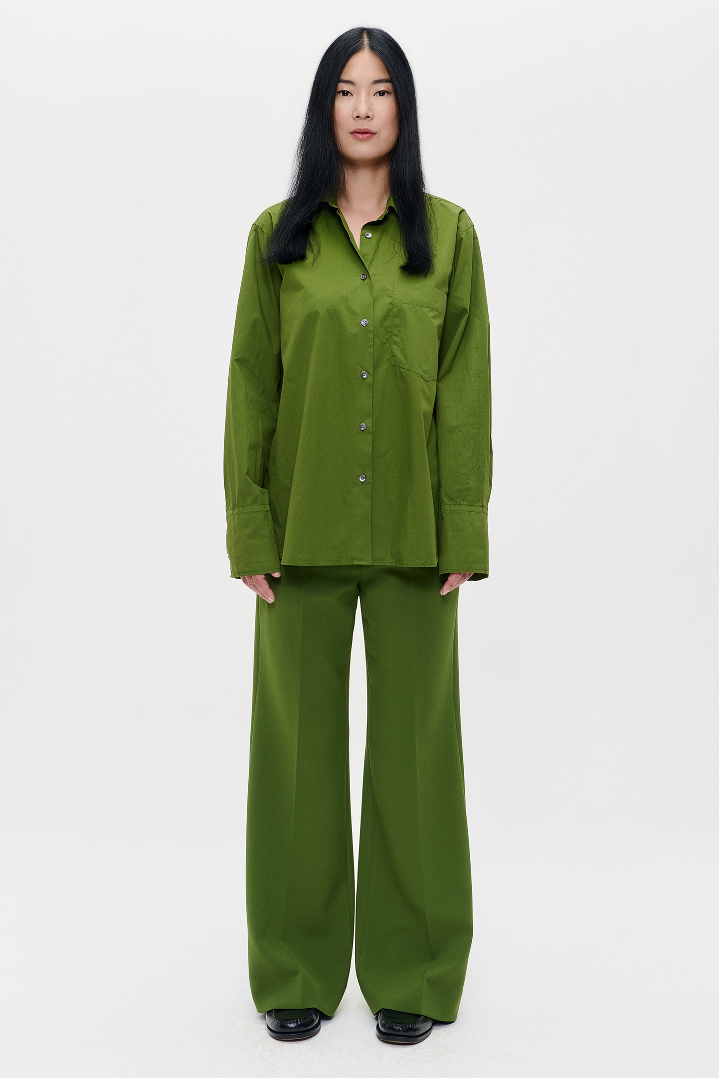 POPLIN SHIRT HERB GREEN 2