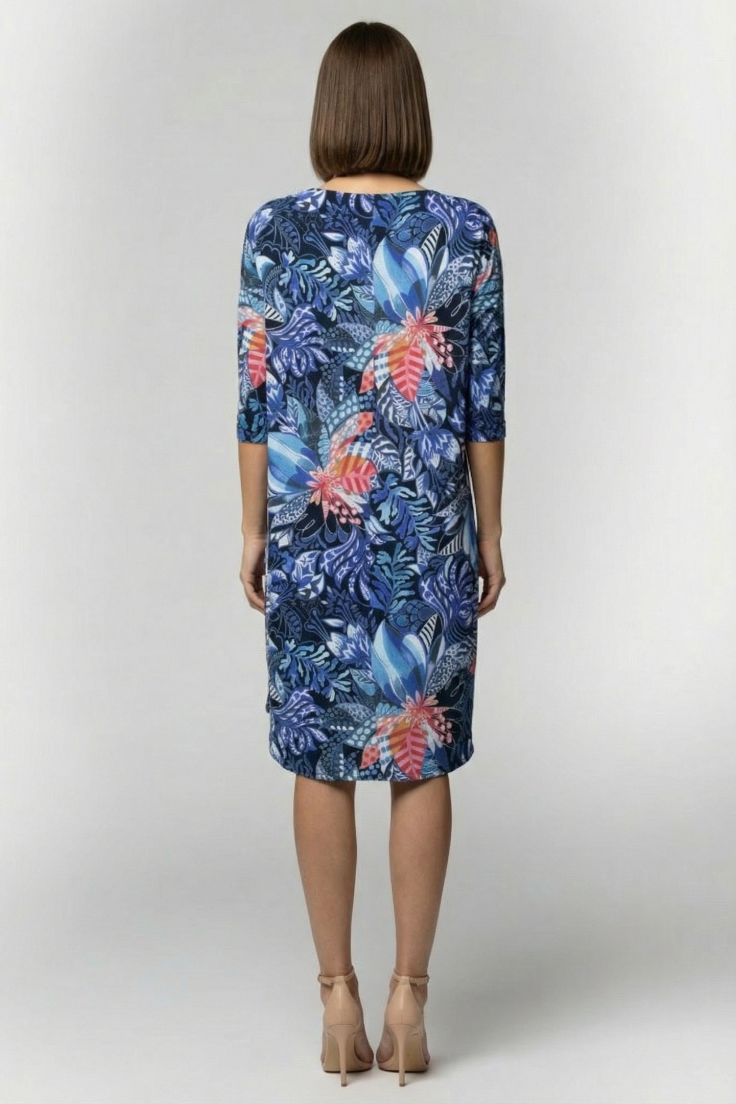 EASY LOOSE DRESS 3/4 SLEEVES IN AZUR FUSION PRINT 2