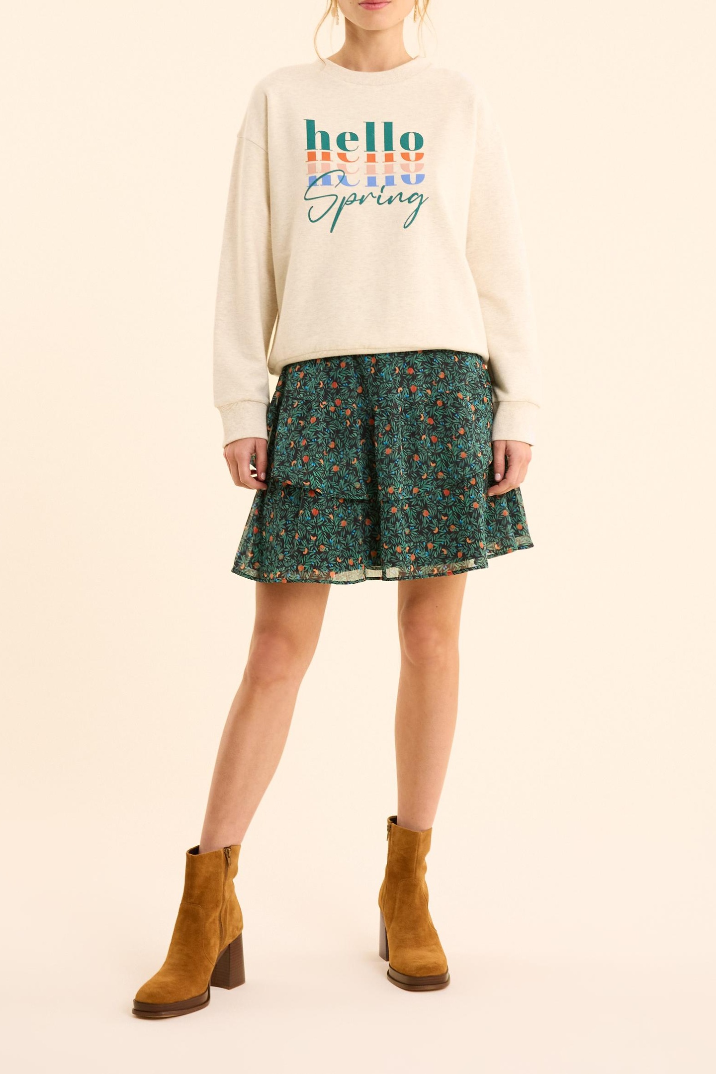 ECRU SWEATSHIRT WITH MULTICOLORED MESSAGE ECRU 3