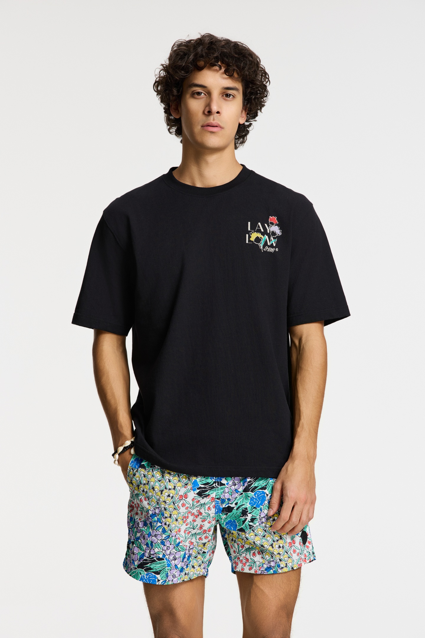 FINN RELAXED T-SHIRT SKETCHED FLOWERS BLACK 2
