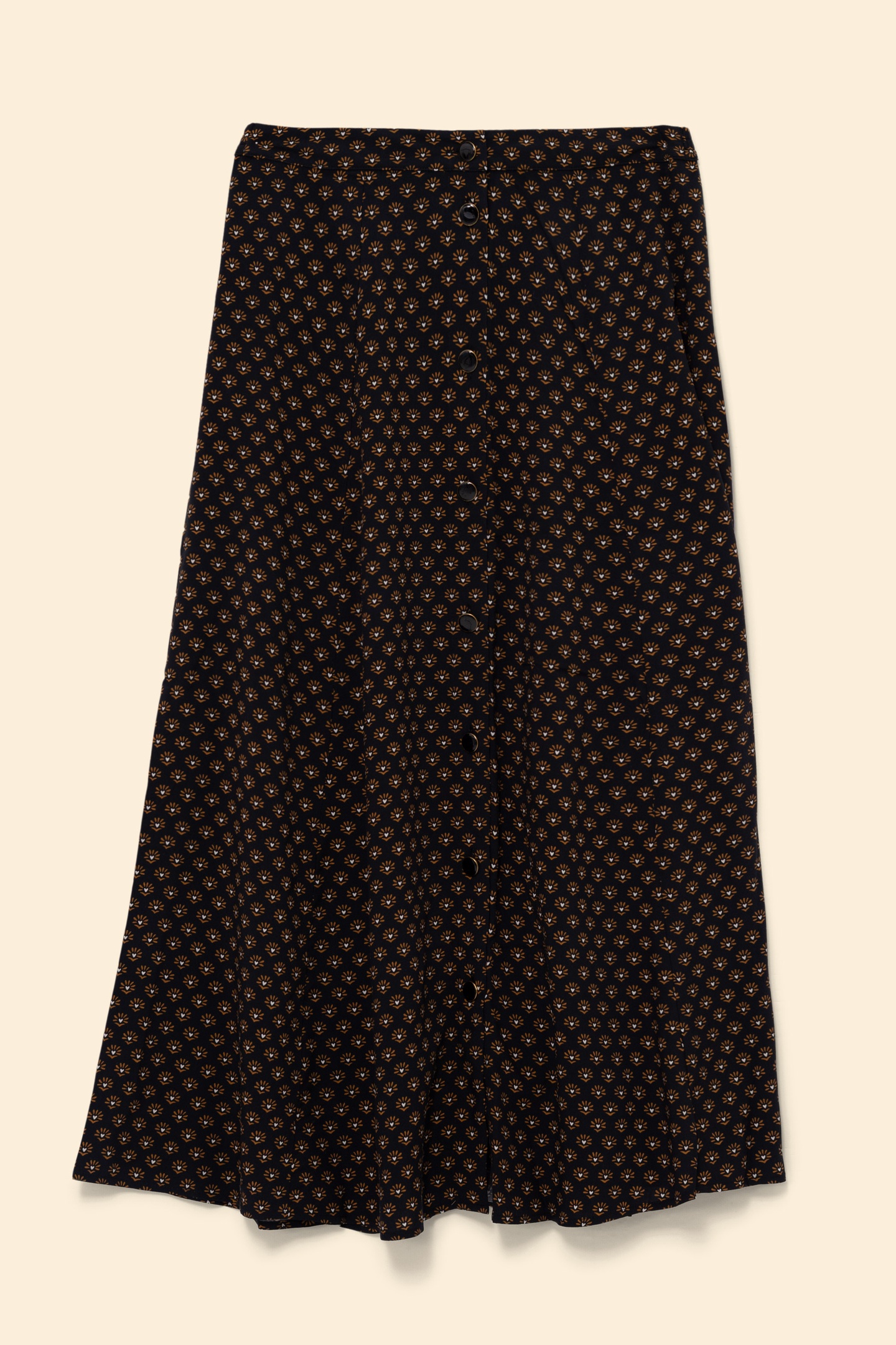 BLACK FLORAL PRINT MIDI SKIRT BLACK 5