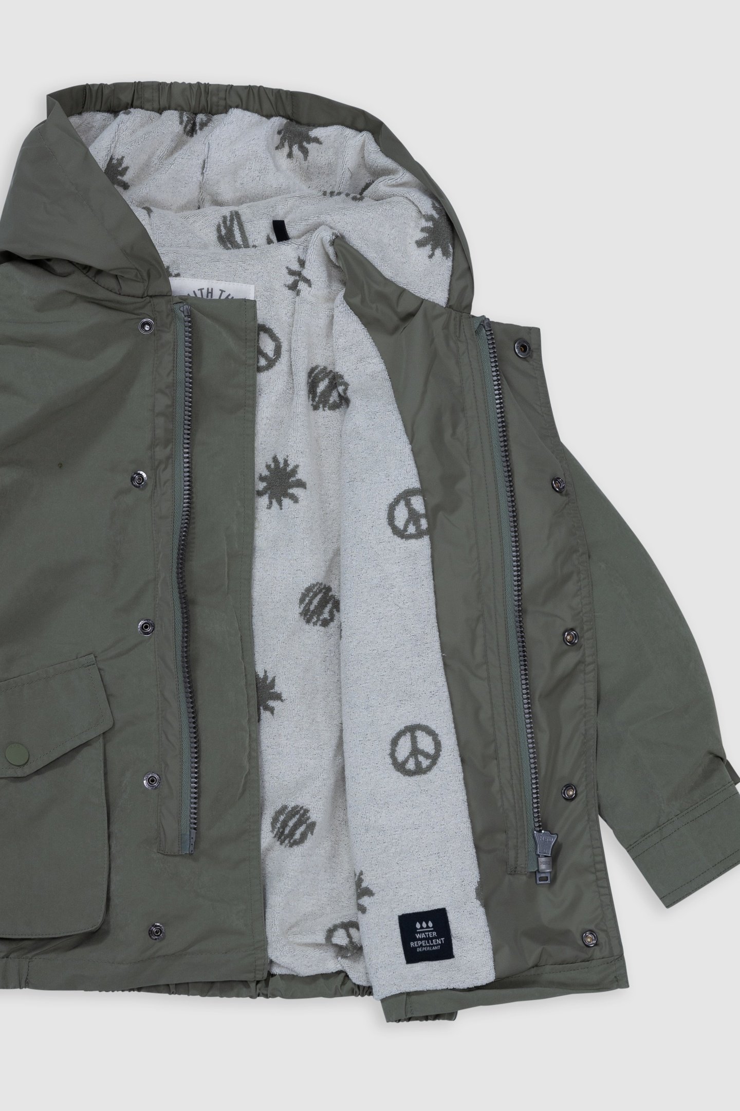 HOODED KHAKI JACKET WITH TERRYCLOTH LINING 3