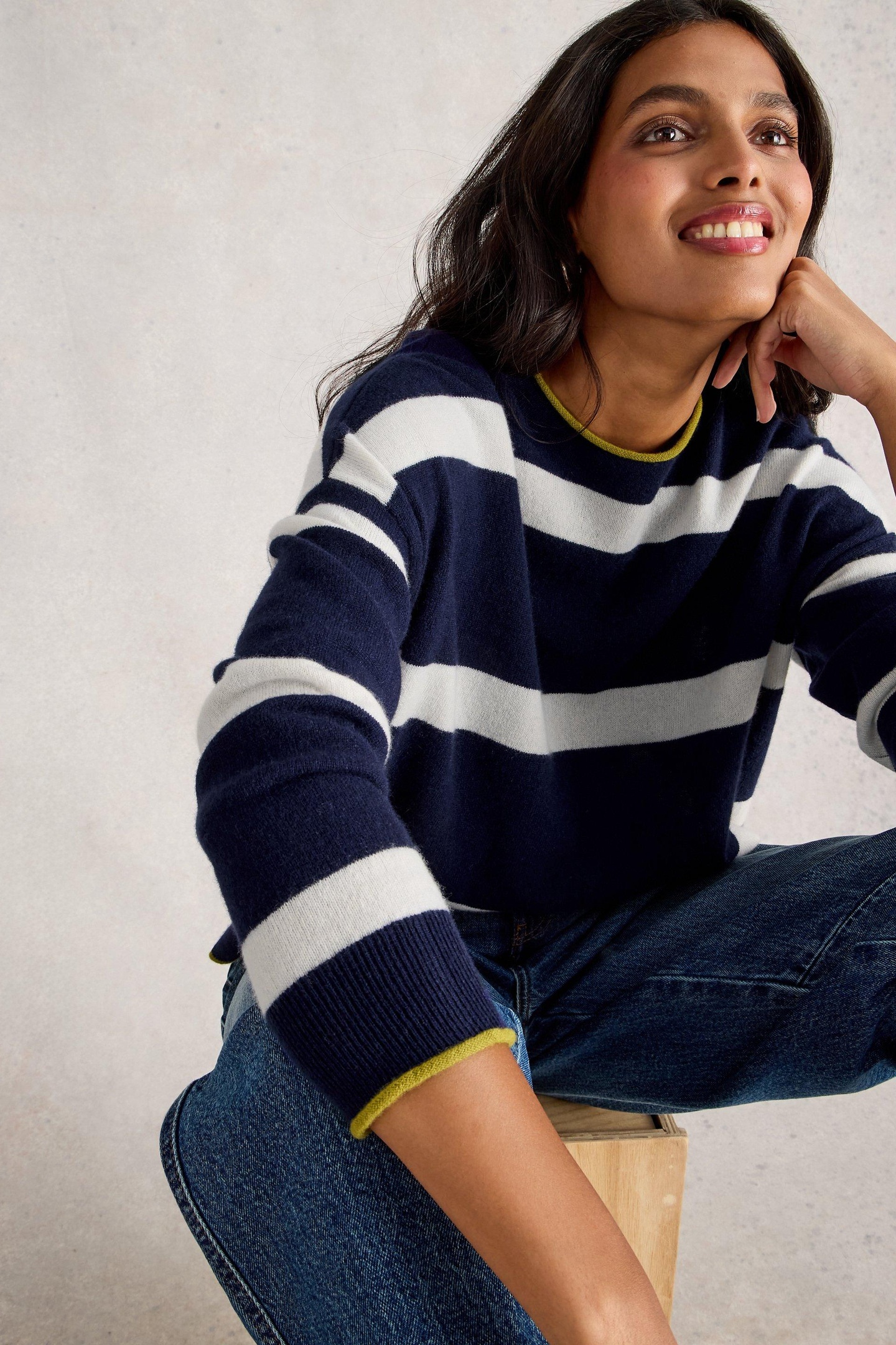 KITTY STRIPE CASHMERE JUMPER NAVY MULTI 5