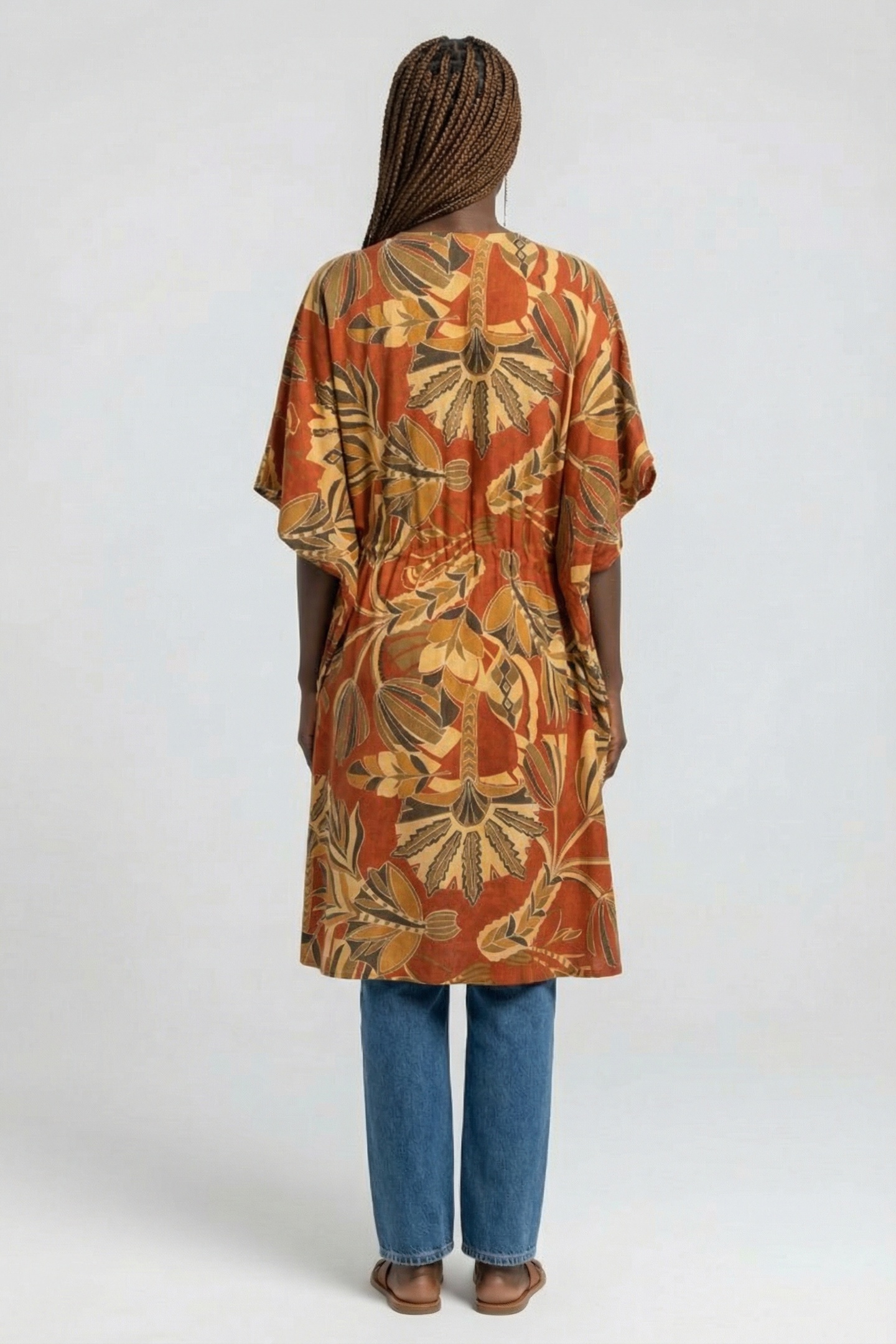 KAFTAN YASSINA IN COPPER WITH PALMA PRINT 2